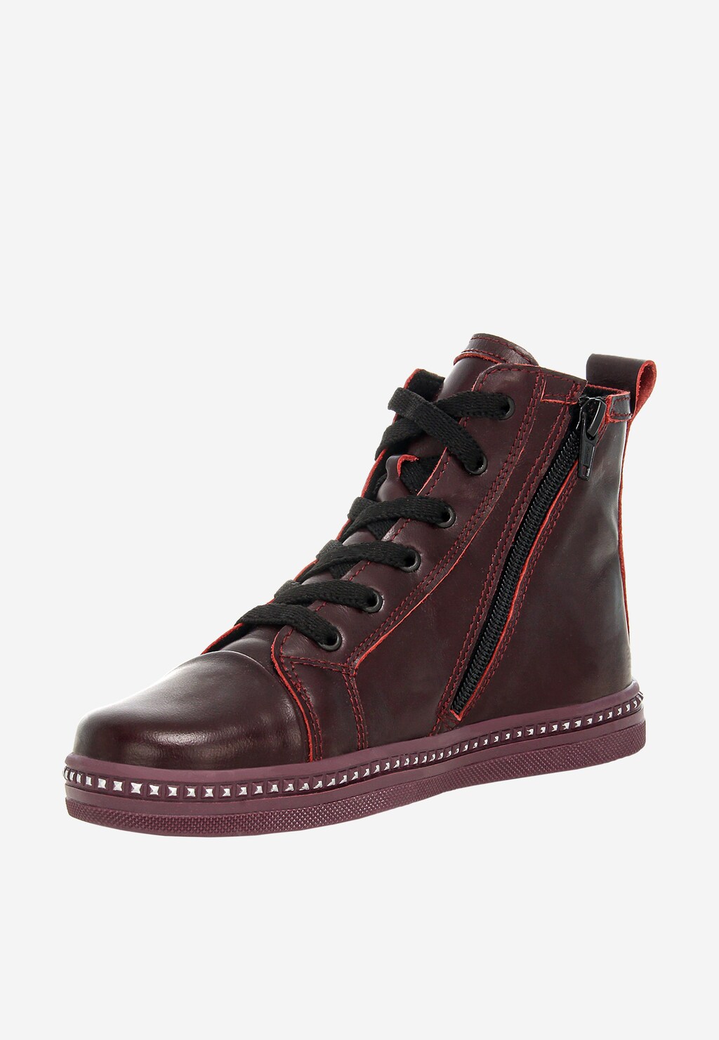 Bordové tenisky pre dievčatá s čiernymi šnúrkami 14133-09 Widok 4