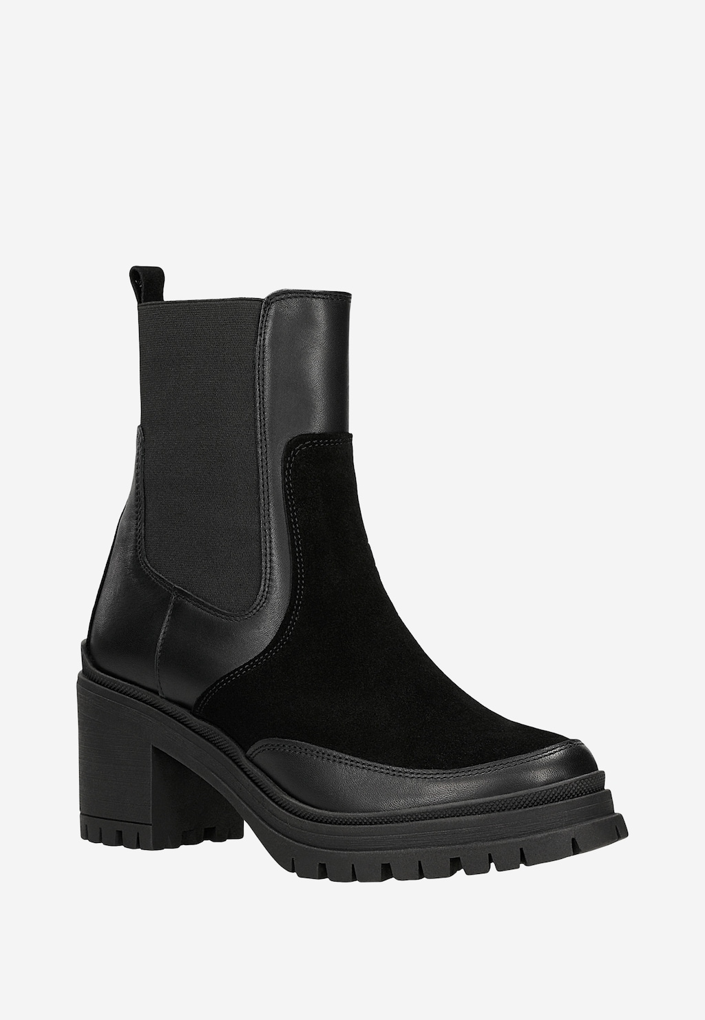 Czarne botki damskie z łączonych skór 55372-71 Widok 3