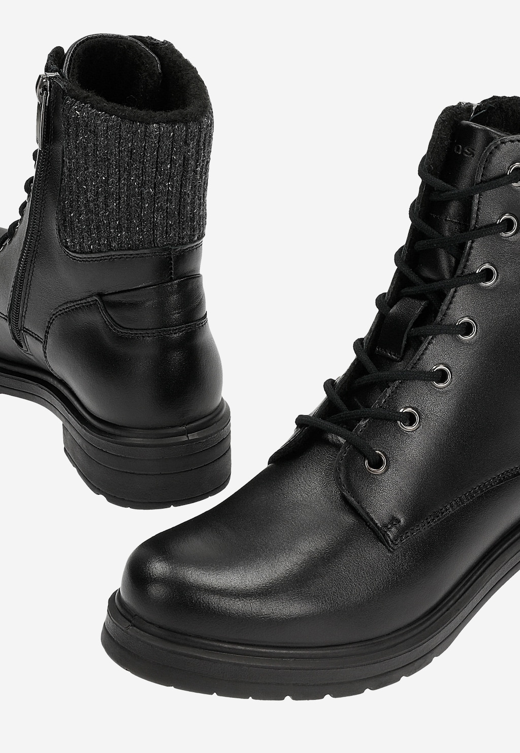 Czarne workery damskie ze skarpetą 64159-80 Widok 6