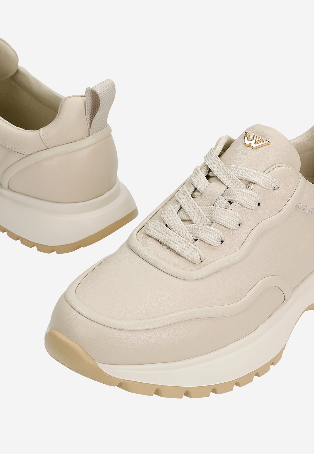 Beżowe skórzane sneakersy damskie 46388-54 Widok 6