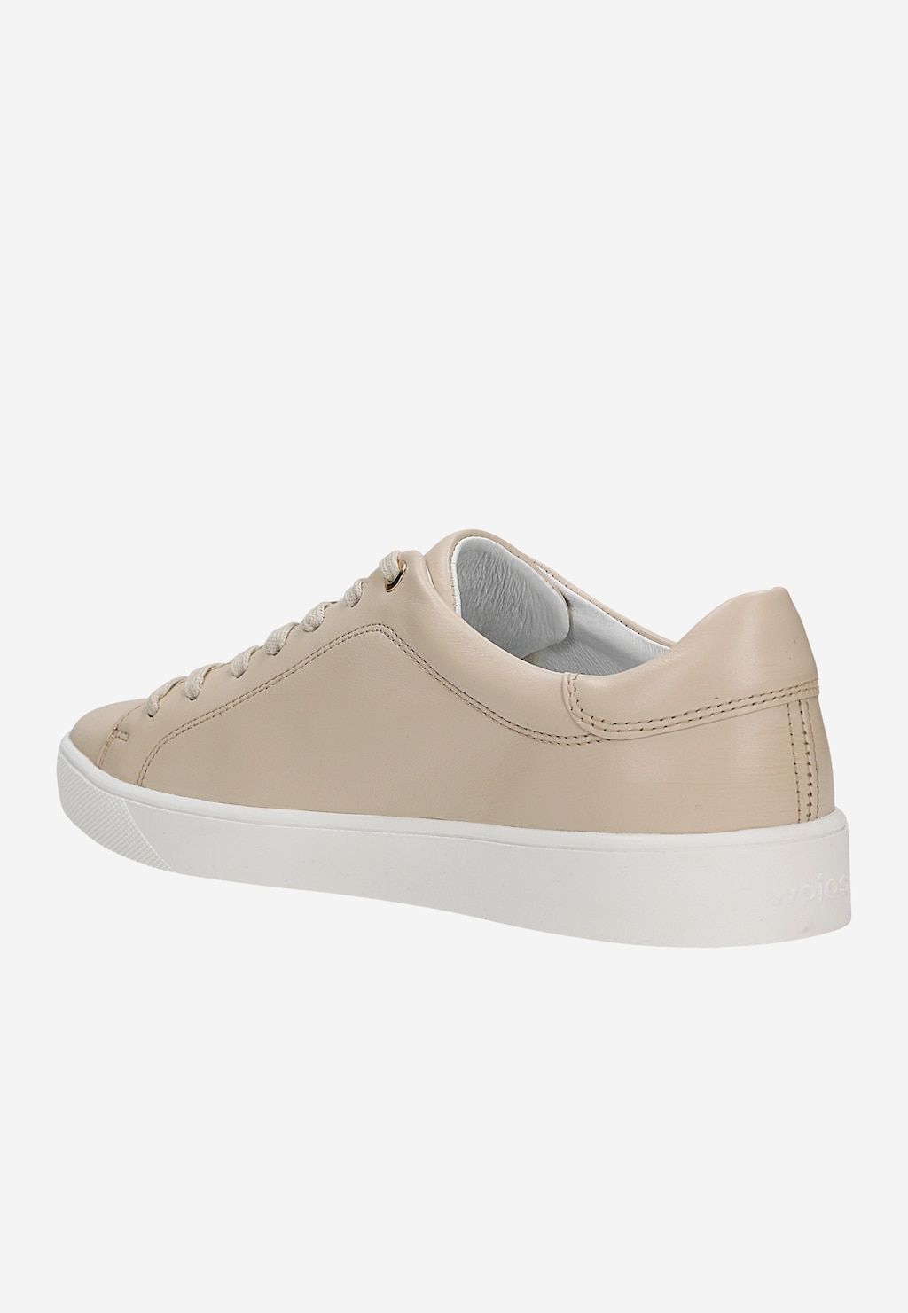 Beżowe skórzane trampki damskie na białej podeszwie 46385-54 Widok 3