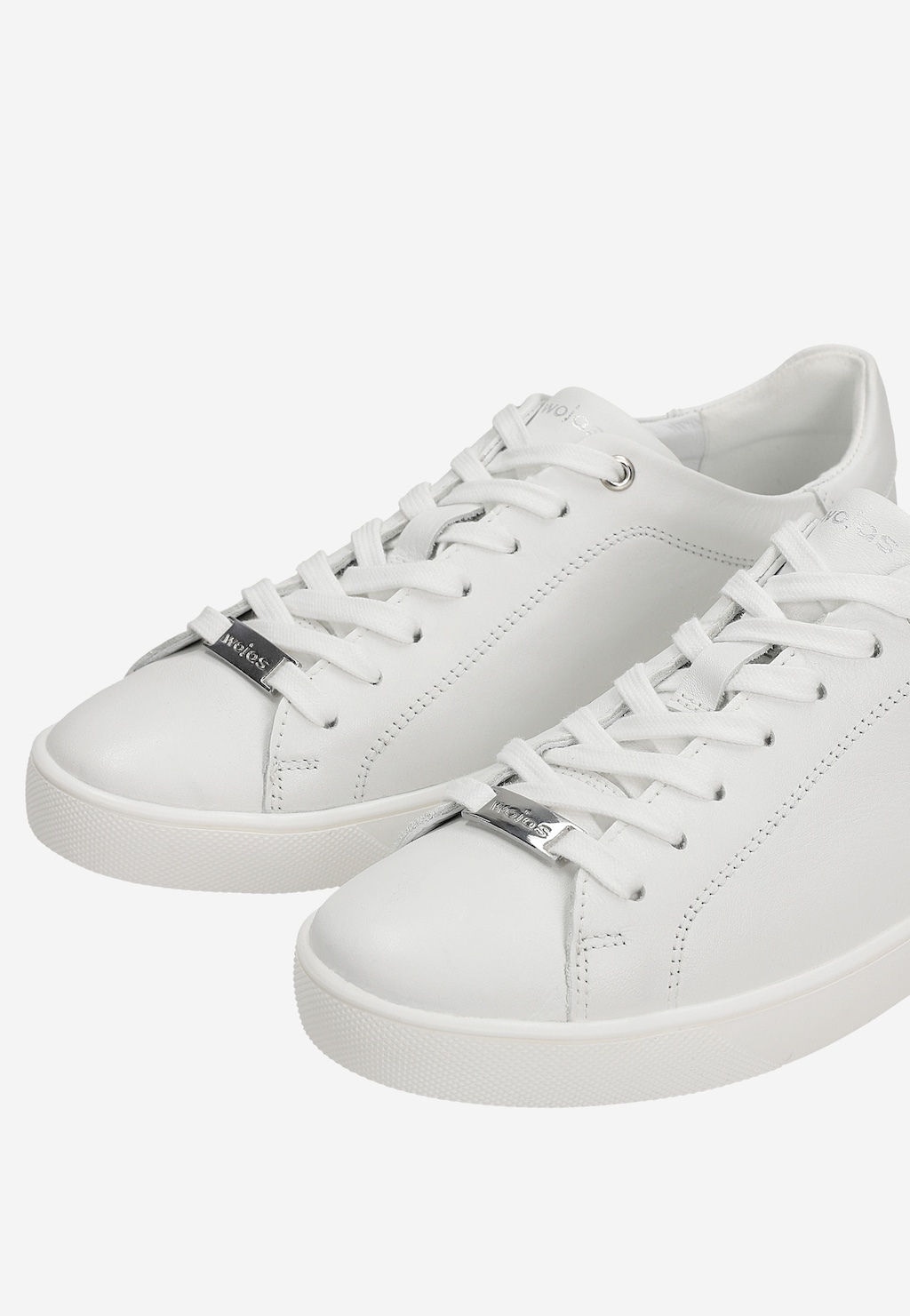 Białe trampki skórzane na płaskiej podeszwie 46385-59 Widok 6