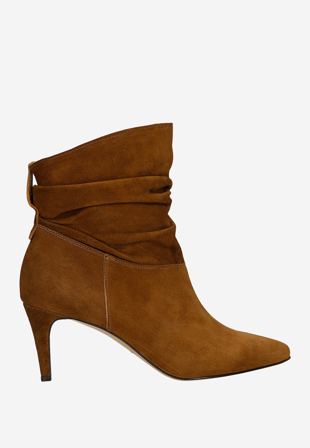 Hnědé nařasené dámské kotníčkové boty na jehlovém podpatku 55375-63 Widok 1