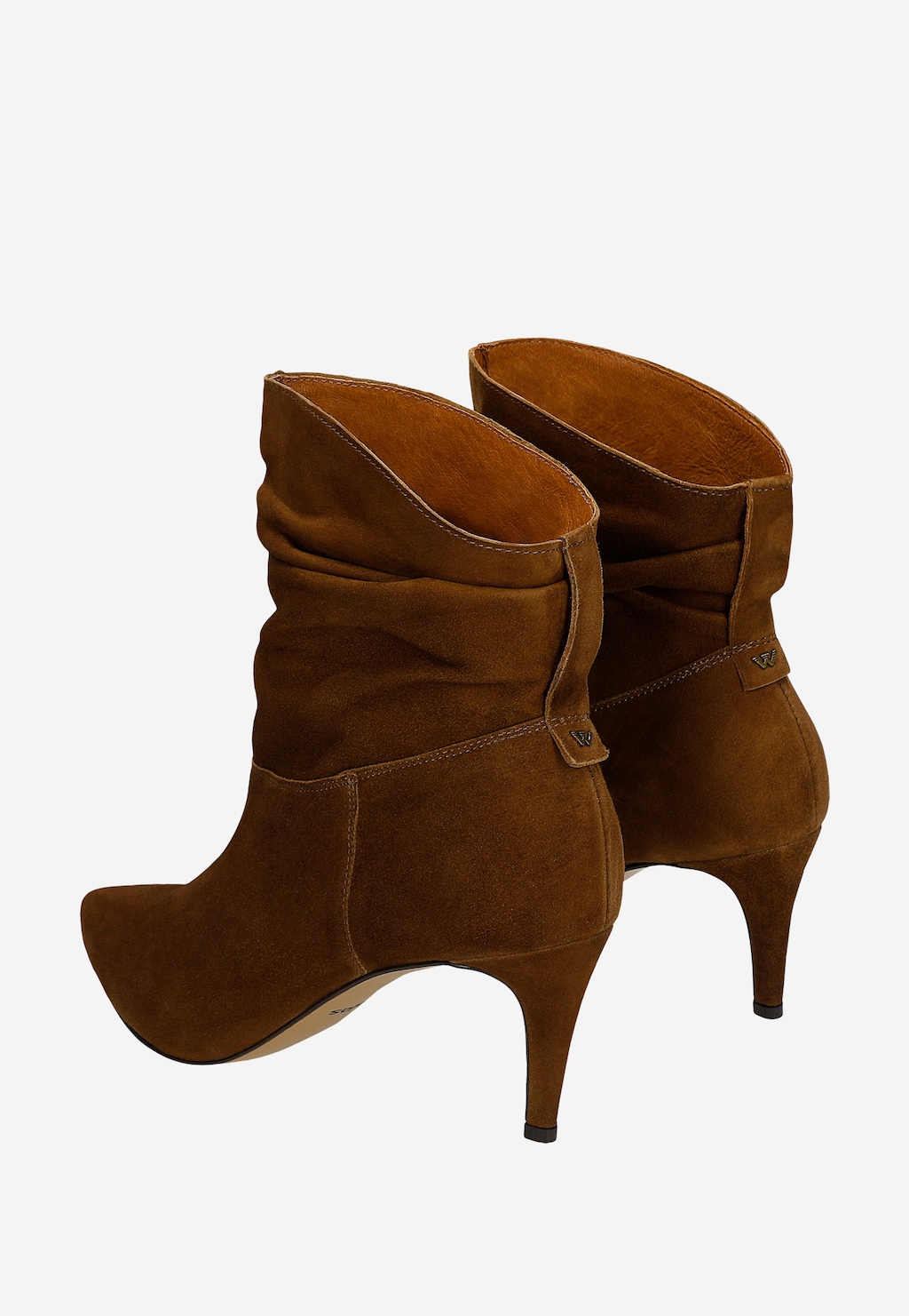 Hnědé nařasené dámské kotníčkové boty na jehlovém podpatku 55375-63 Widok 6