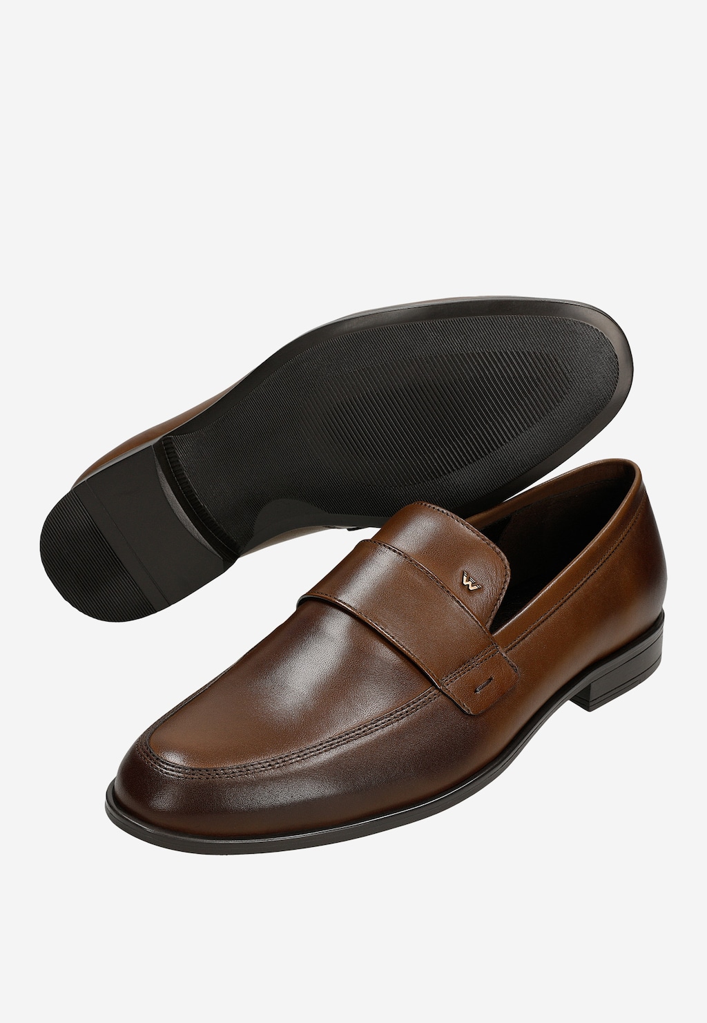 Eleganckie skórzane mokasyny męskie brązowe 10282-52 Widok 6