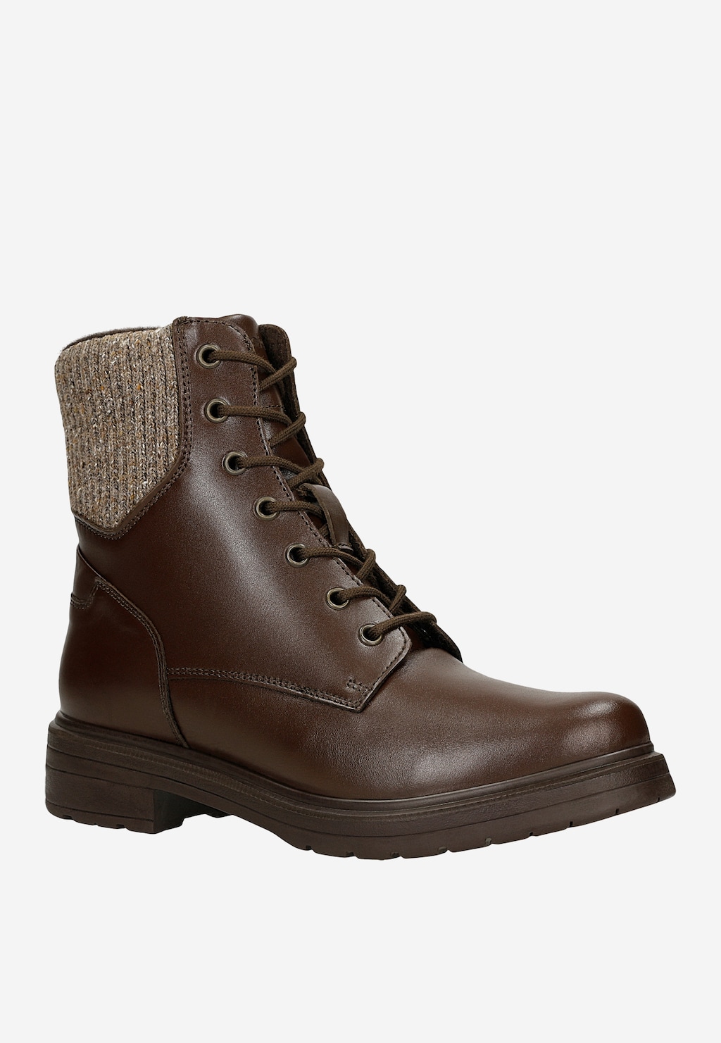 Tmavohnedé dámske členkové topánky s ponožkou 64159-82 Widok 2