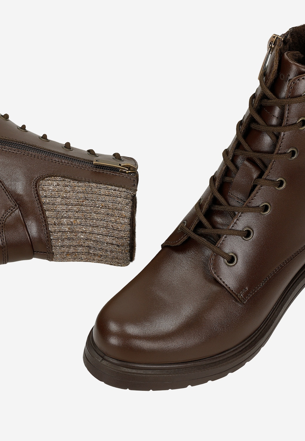 Tmavohnedé dámske členkové topánky s ponožkou 64159-82 Widok 6