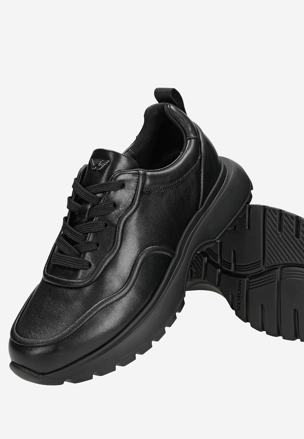 Czarne sneakersy damskie ze skóry licowej 46388-51 Widok 6