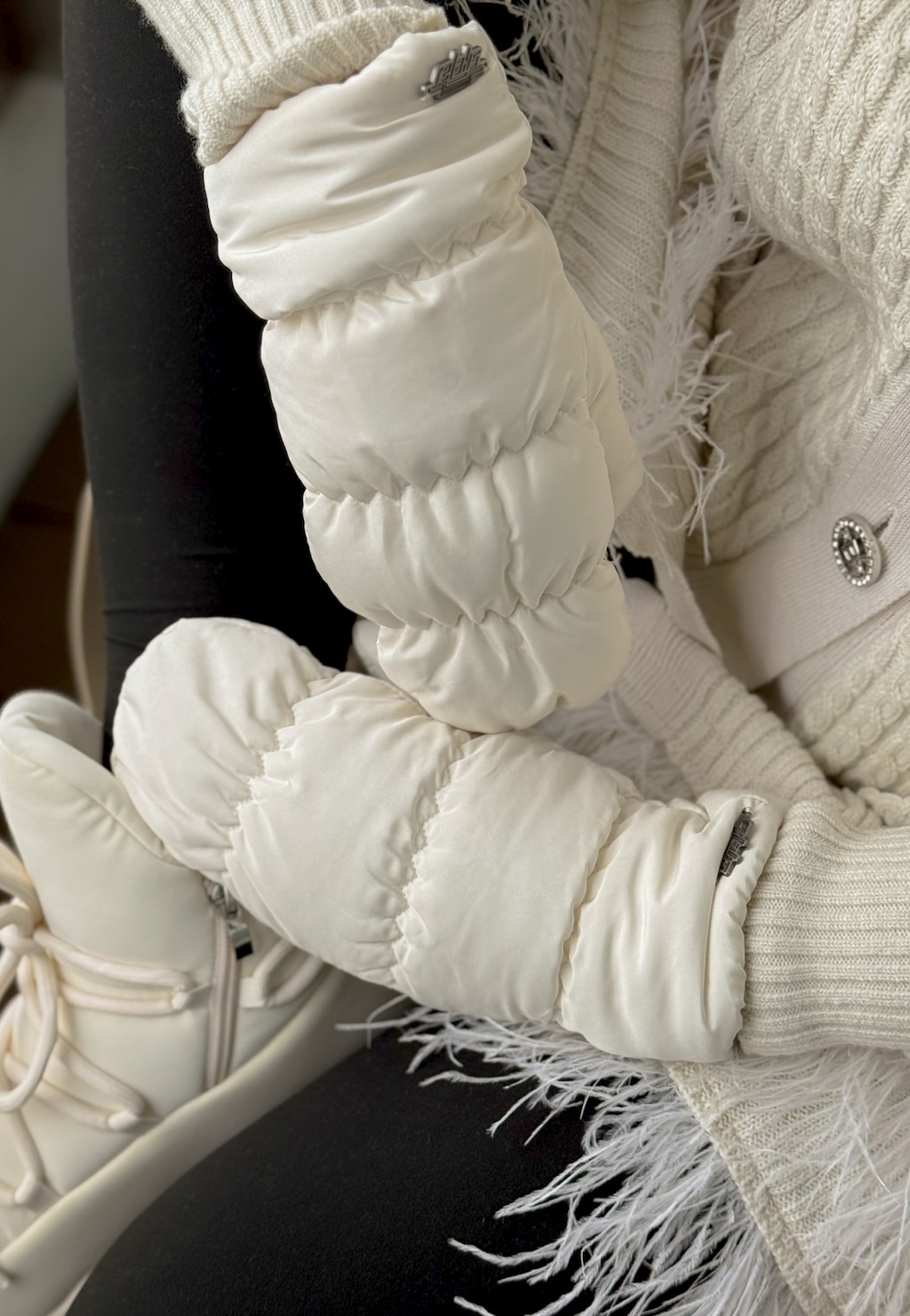 RELAKS béžové zateplené rukavice s jedným prstom R95004-44 Widok 1