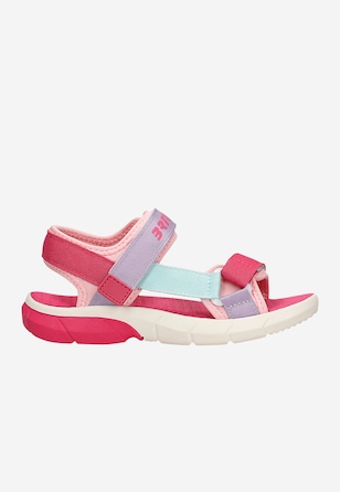 Ružové dievčenské sandále BARTEK s fialovými a modrými pásikmi 89001-15