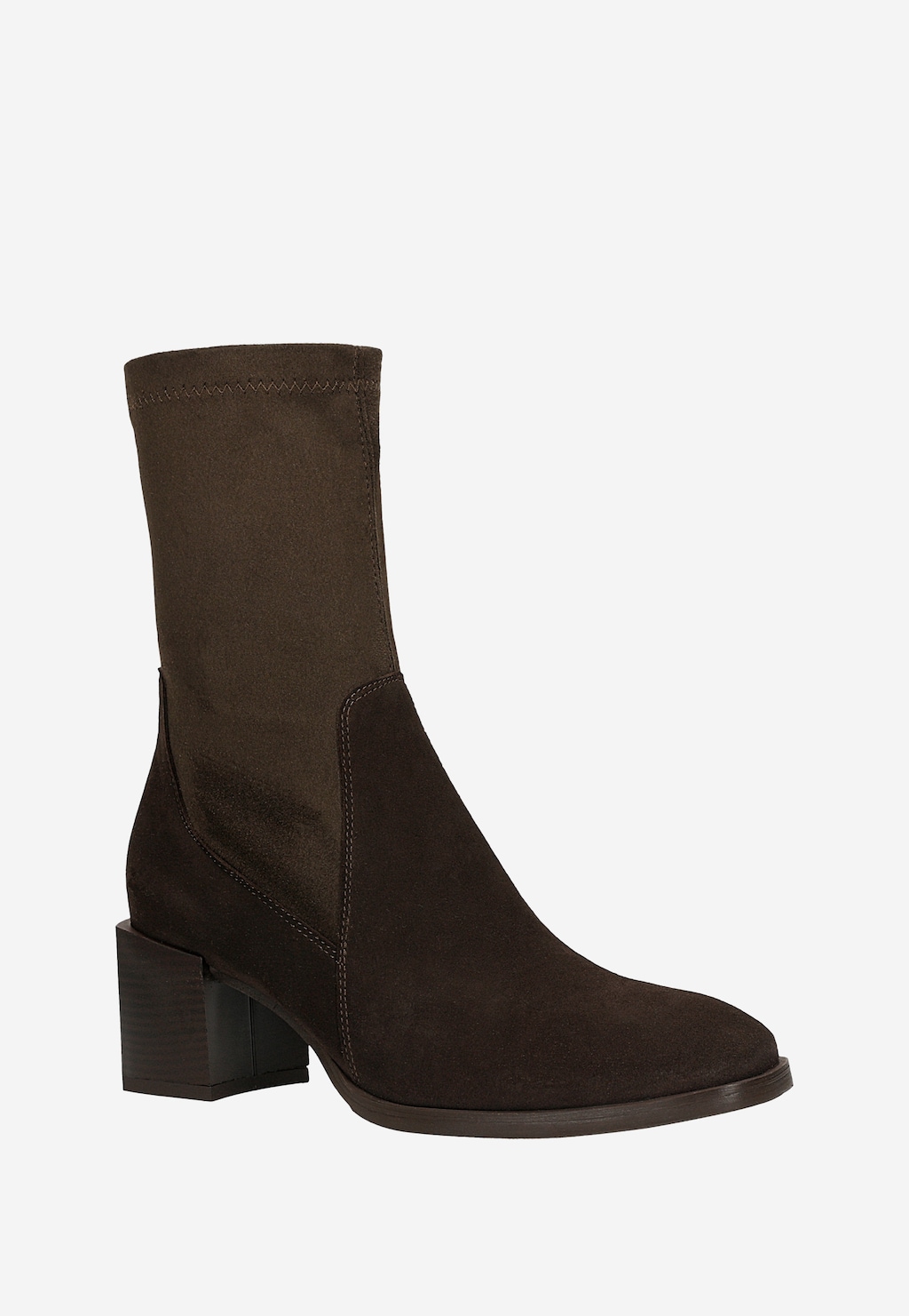 Brązowe botki skarpetkowe zapinane na zamek 55318-82 Widok 2