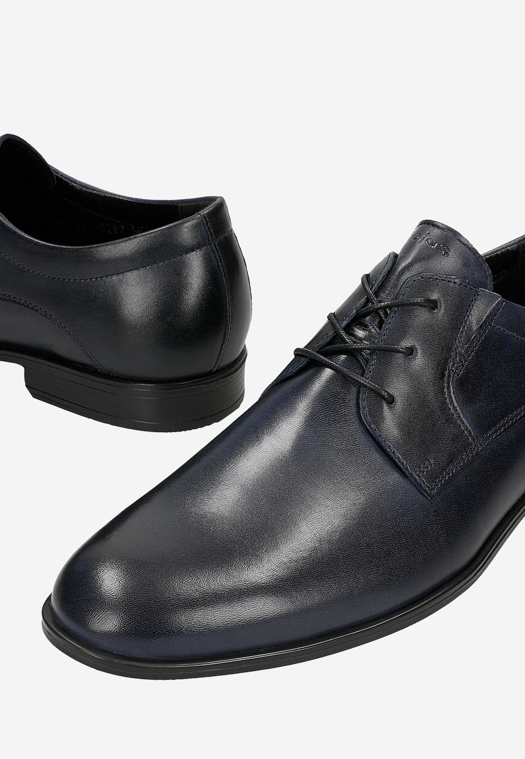 Eleganckie granatowe półbuty męskie ze skóry licowej 10287-56 Widok 6