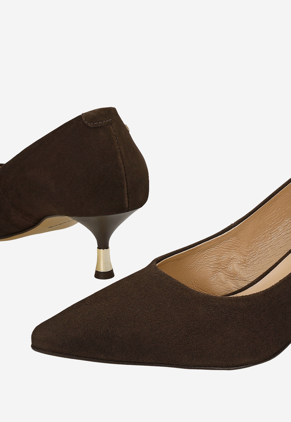 Brązowe czekoladowe czółenka na niskiej szpilce 35167-62 Widok 6