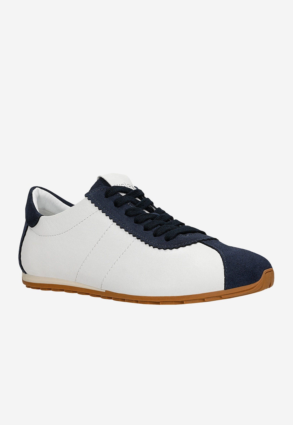 Białe sneakersy damskie z granatowymi wstawkami 46390-70 Widok 2