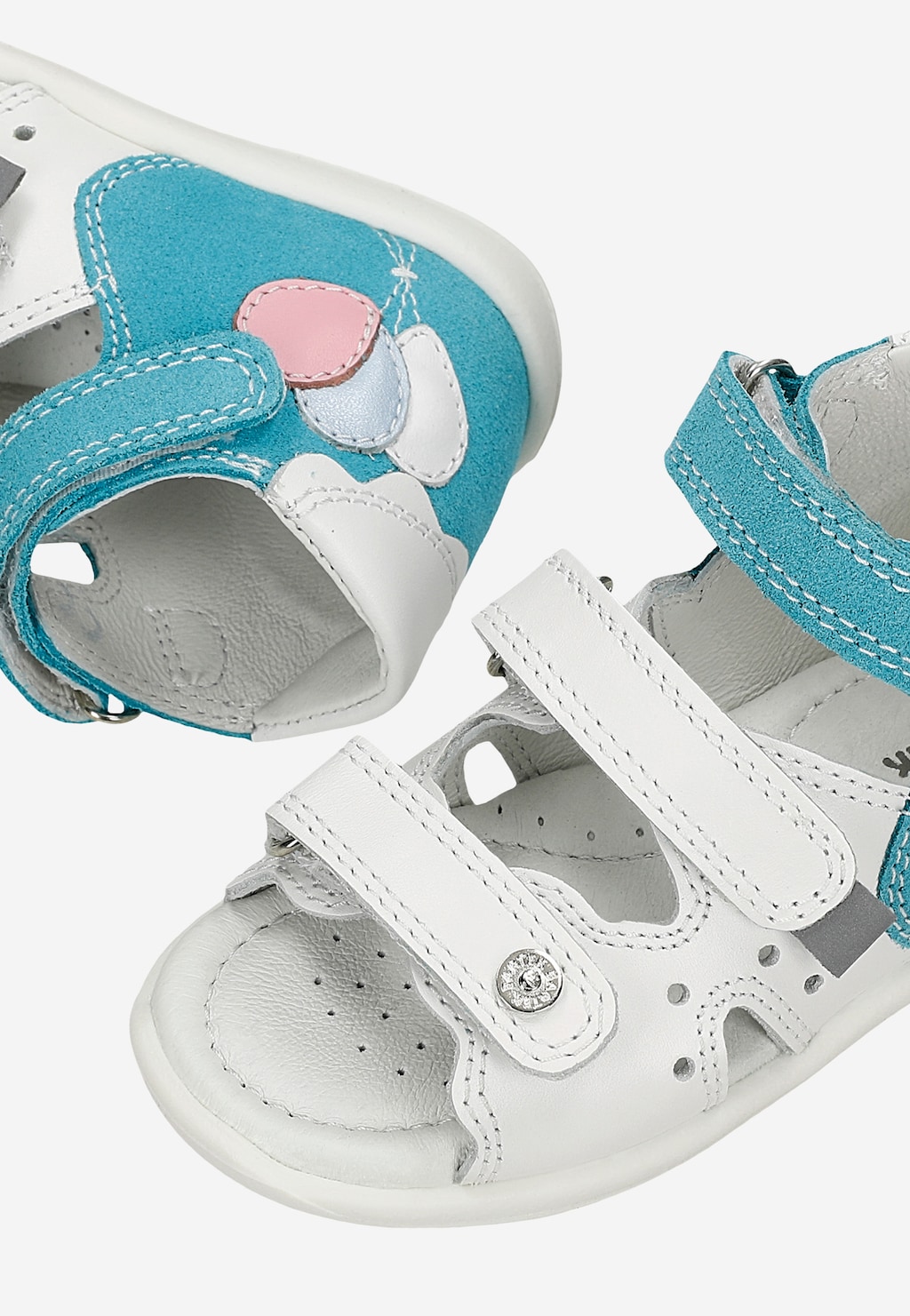 Sandały BARTEK 71158-0003, dla dziewcząt, biało-zielony Widok 7