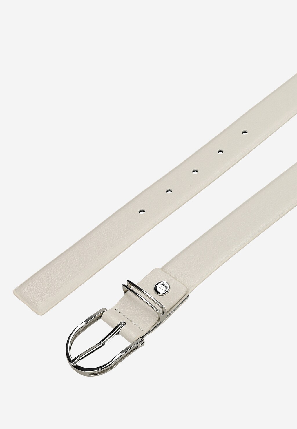 Biały skórzany pasek damski ze srebrną klamrą 93139-59 Widok 4