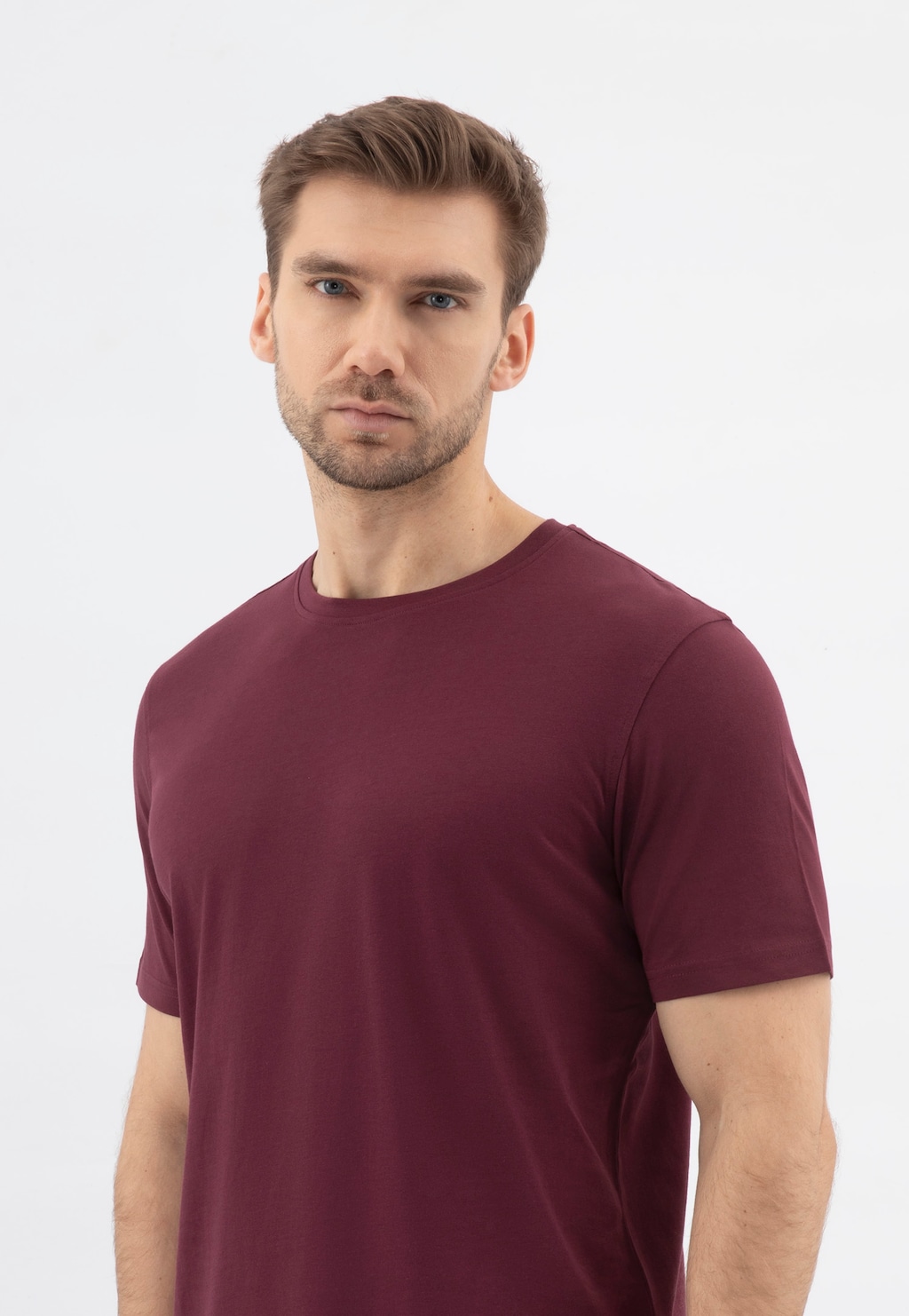 Bordowy bawełniany T-shirt RELAKS R93001-45 Widok 2