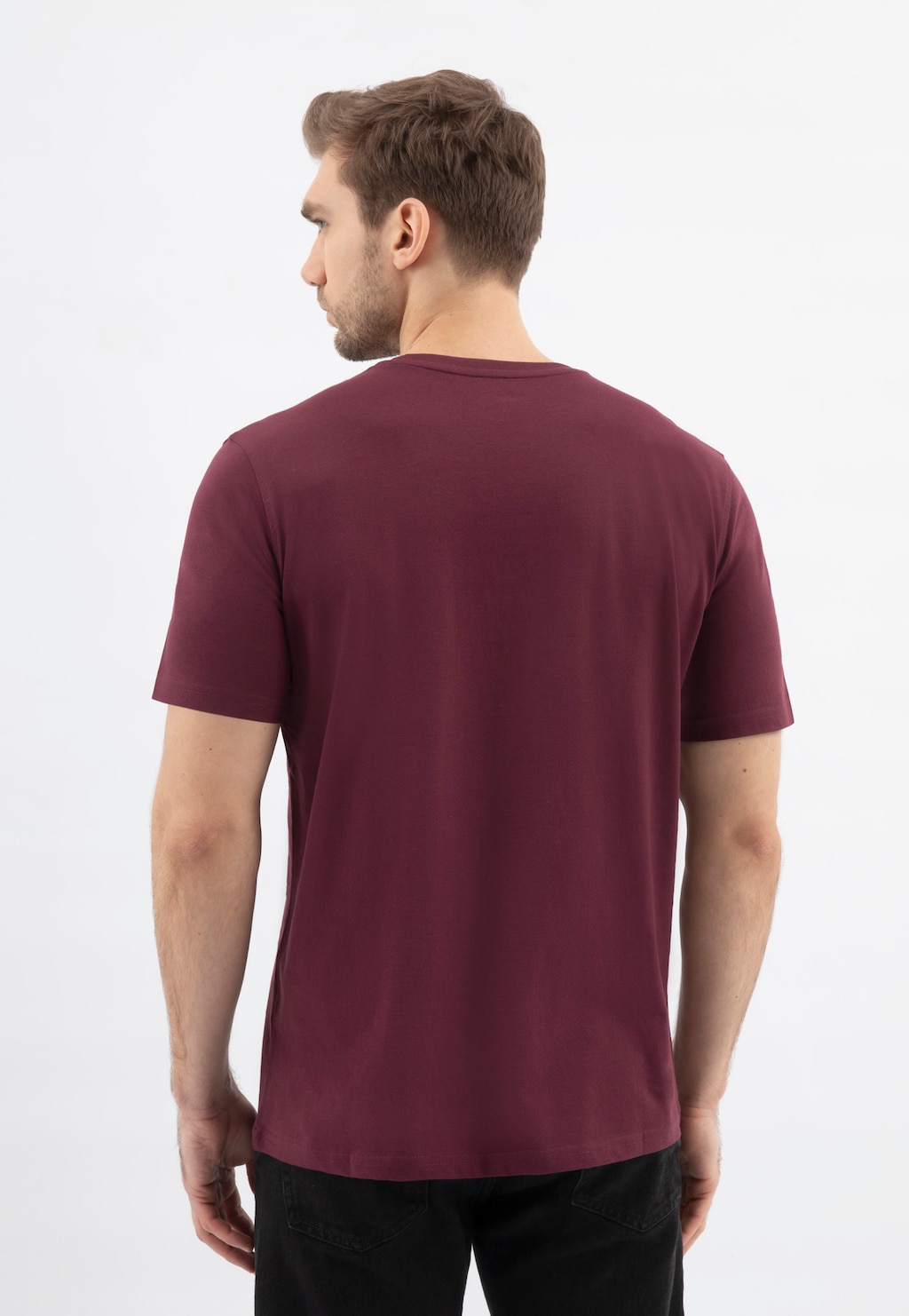 Bordowy bawełniany T-shirt RELAKS R93001-45 Widok 3