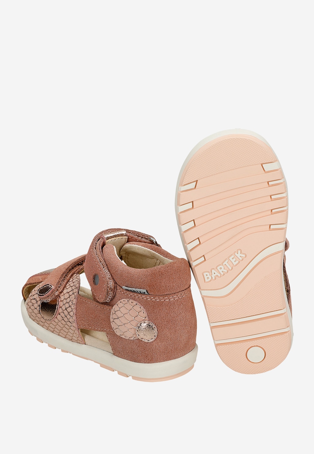 Różowe skórzane sandały dziewczęce BARTEK ze złotymi akcentami 84412-85 Widok 7