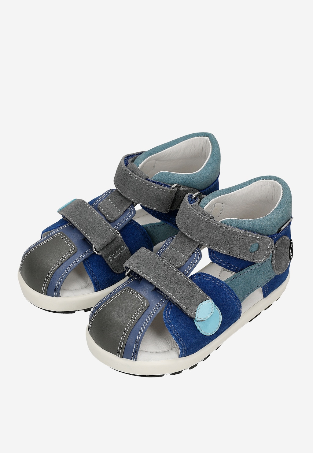 Niebieskie skórzane półsandały z popielatymi wstawkami BARTEK 84412-66 Widok 7