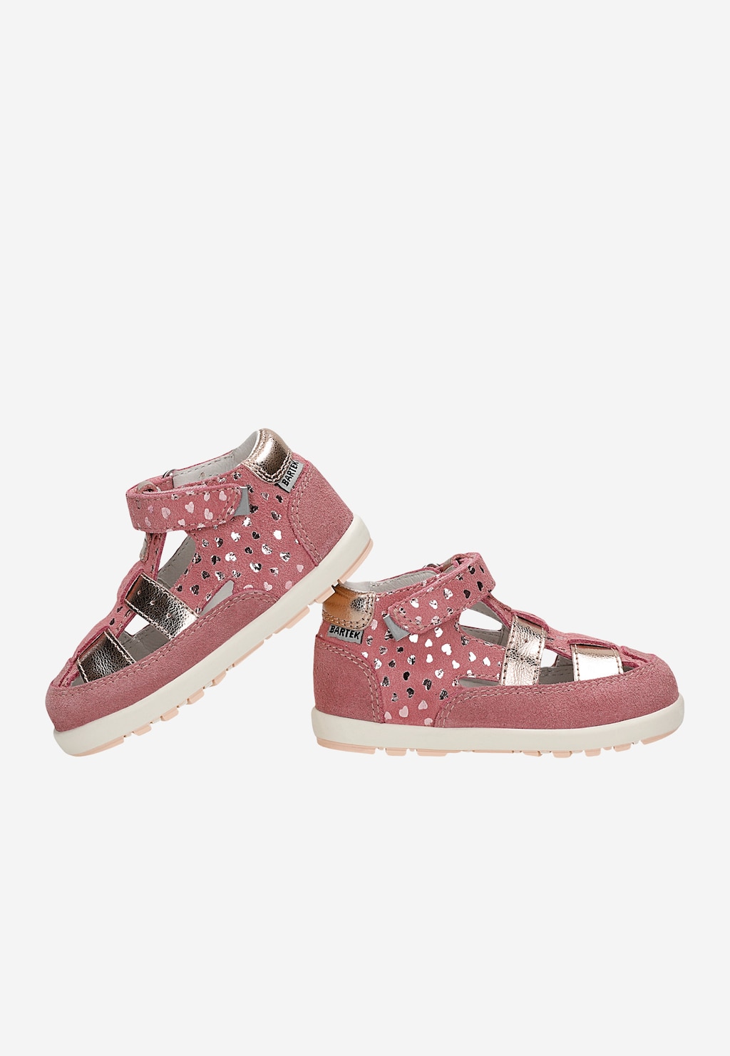 Różowe półsandały dziewczęce z błyszczącymi serduszkami BARTEK 86005-85 Widok 6