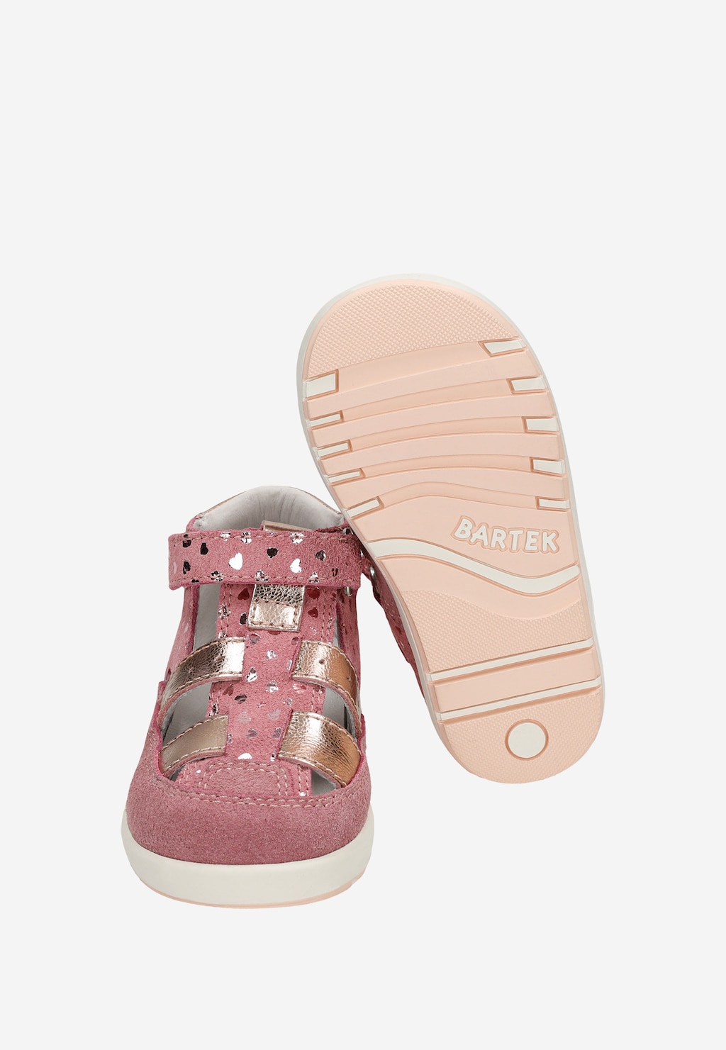 Różowe półsandały dziewczęce z błyszczącymi serduszkami BARTEK 86005-85 Widok 8