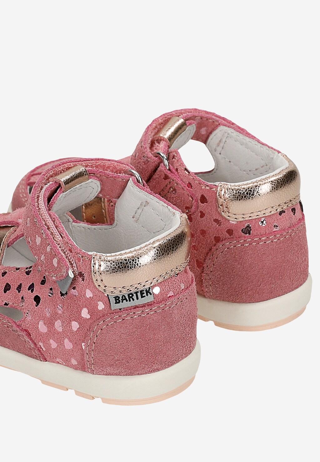 Różowe półsandały dziewczęce z błyszczącymi serduszkami BARTEK 86005-85 Widok 9