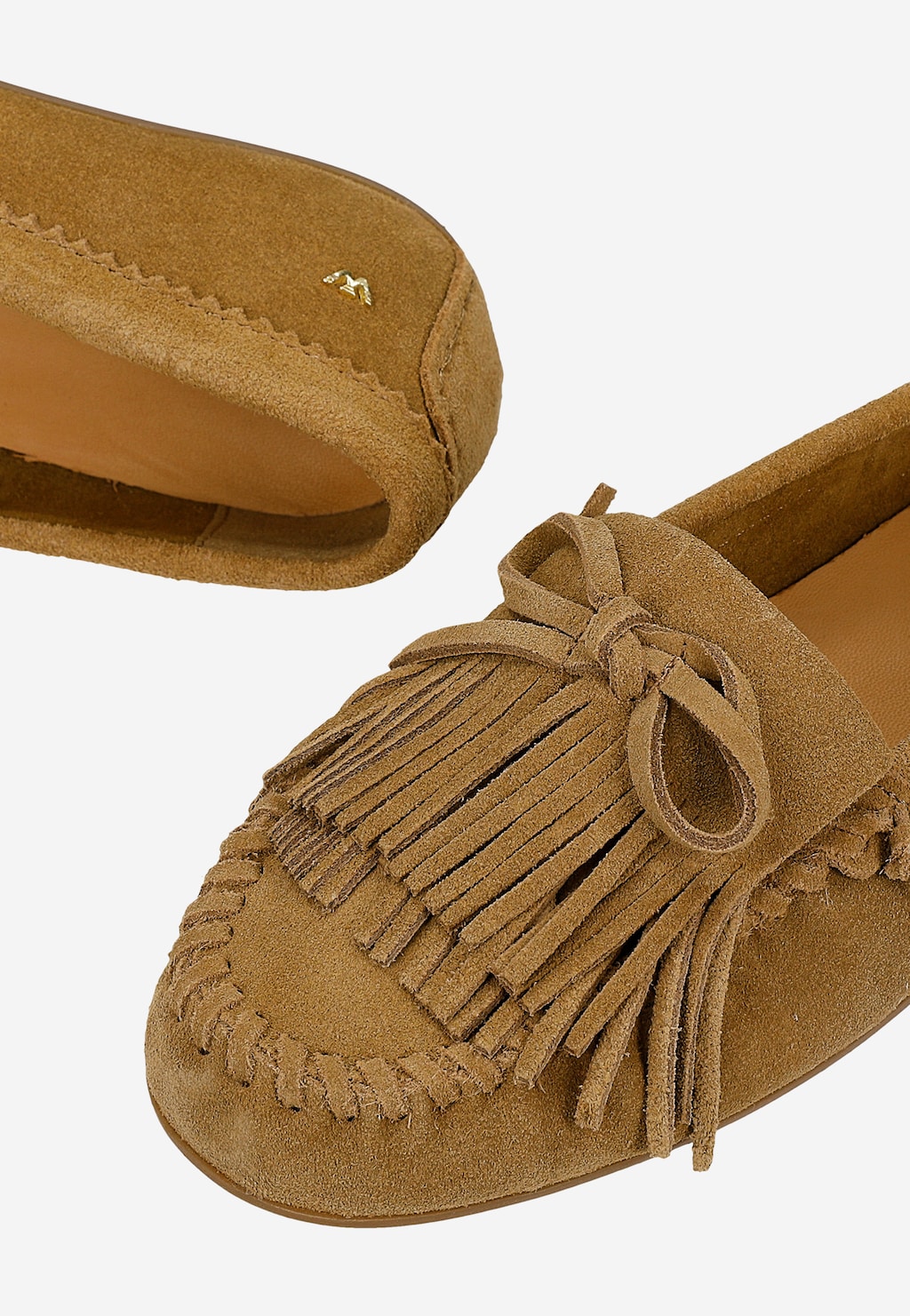 Brązowe mokasyny z frędzlami i kokardką 46382-63 Widok 6