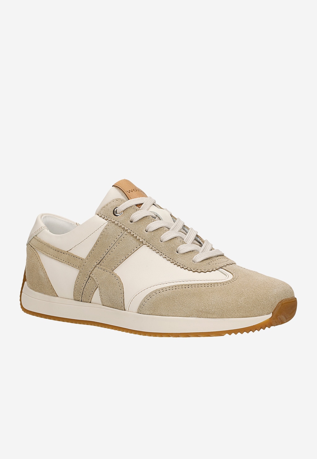 Beżowe sneakersy damskie z łączonych skór 46389-74 Widok 2