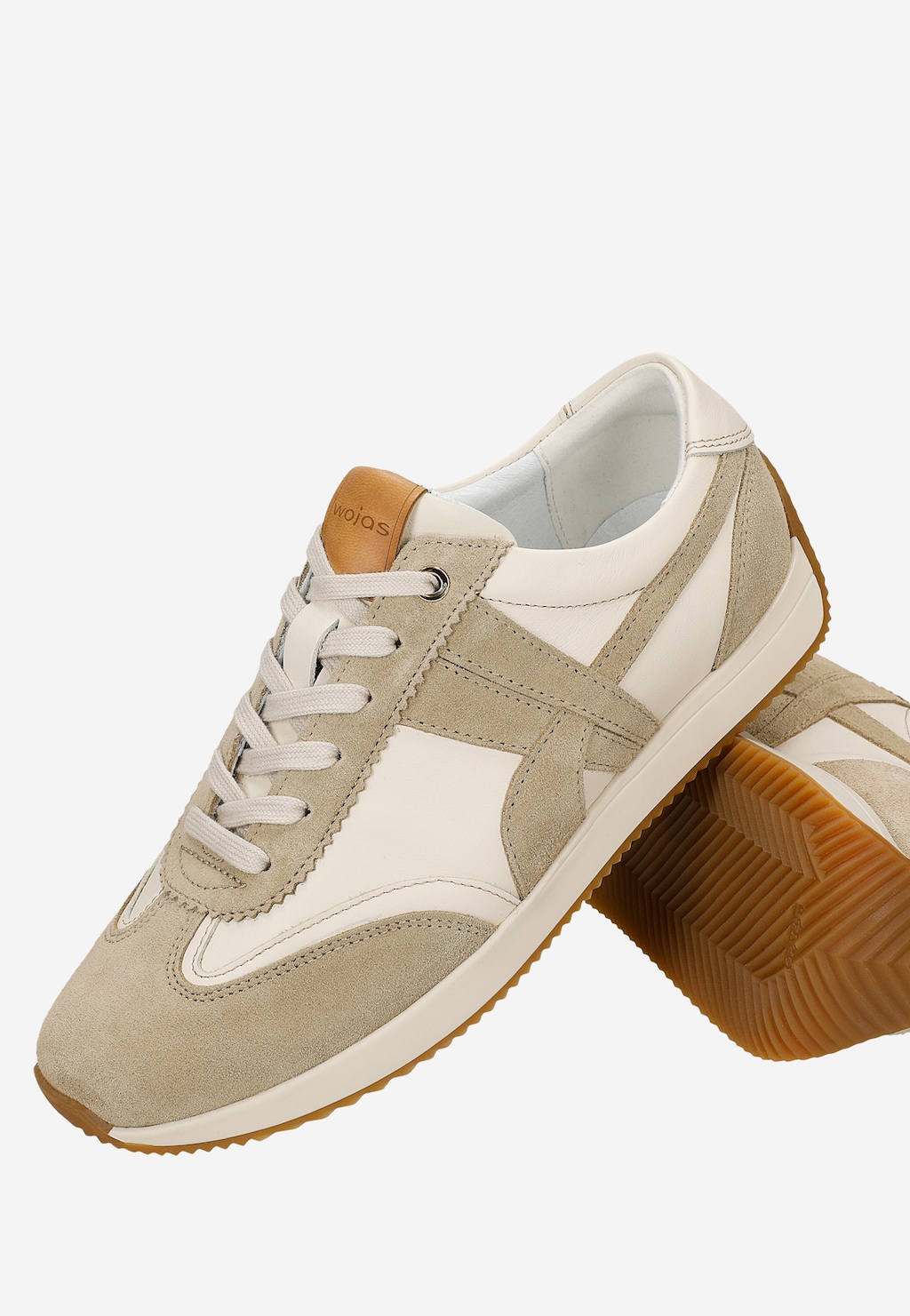 Beżowe sneakersy damskie z łączonych skór 46389-74 Widok 6