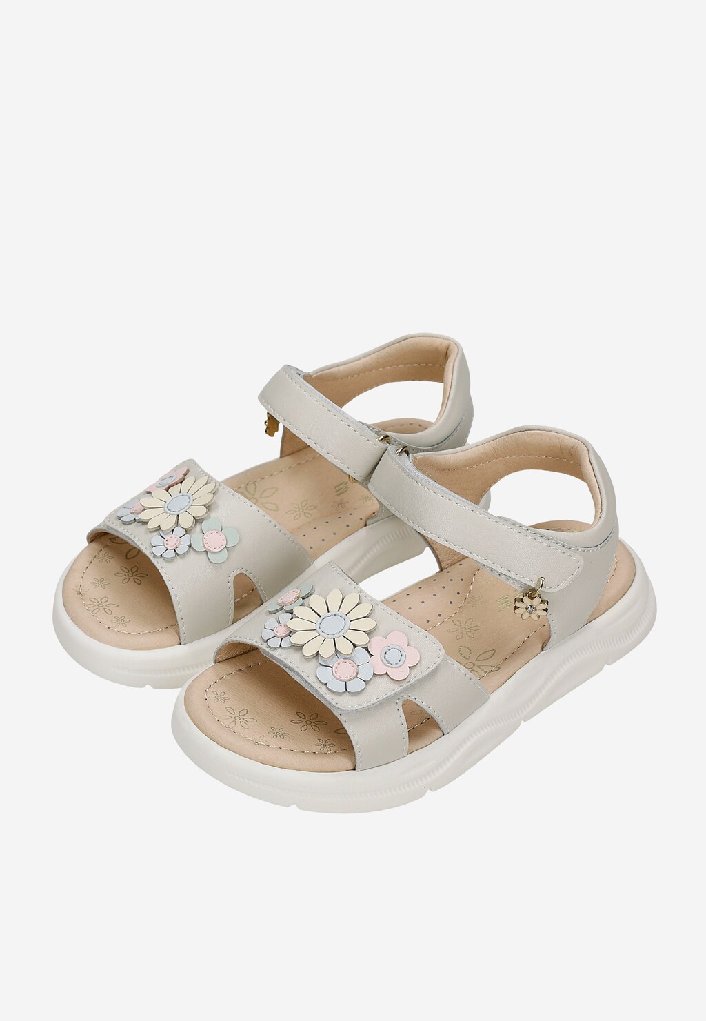 Beżowe sandały dziewczęce z kwiatami BARTEK Widok 7