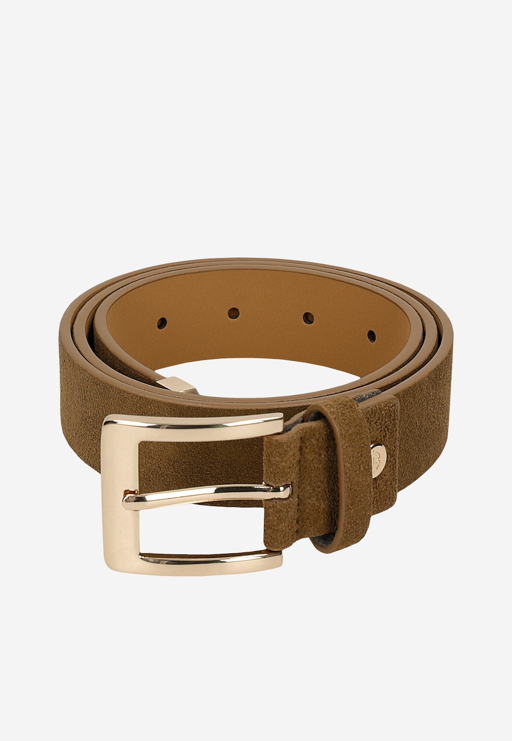 Brązowy pasek damski ze złotą klamrą 93136-63 Widok 5