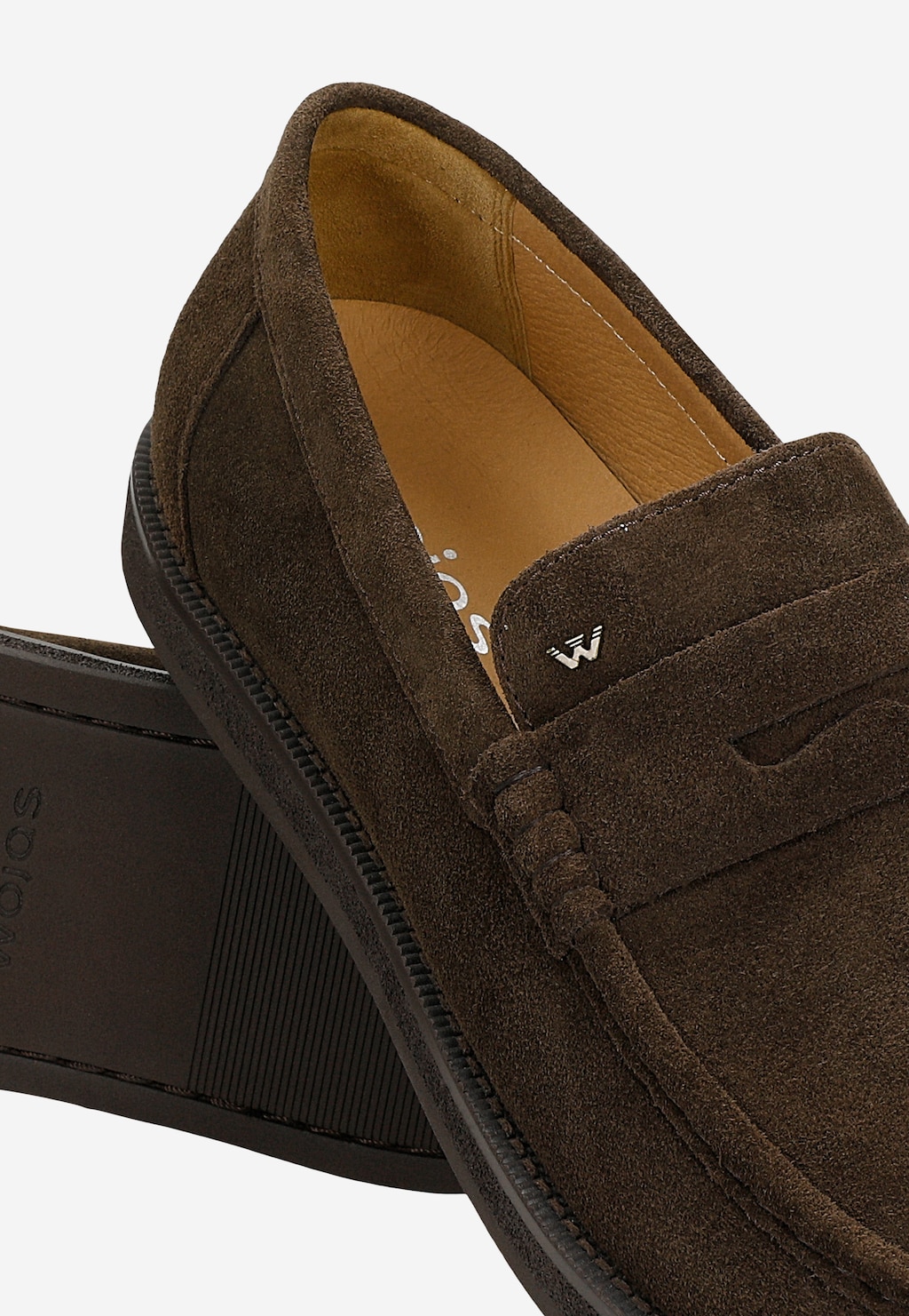 Brązowe mokasyny męskie z dwoiny 10314-62 Widok 7