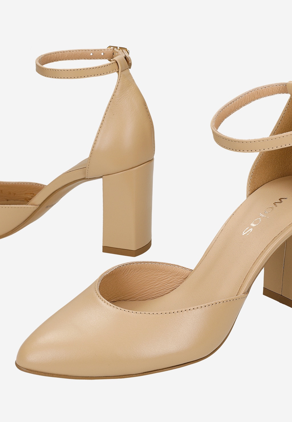 Beżowe czółenka na wysokim słupku 35186-53 Widok 6