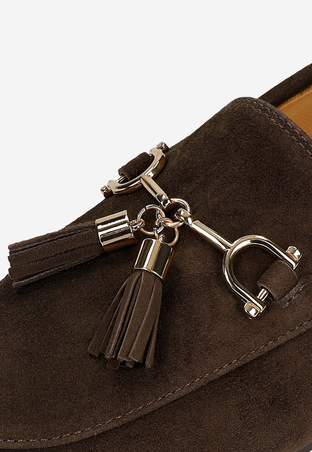Czekoladowe mokasyny damskie z wędzidłem i frędzlem 46377-62 Widok 6