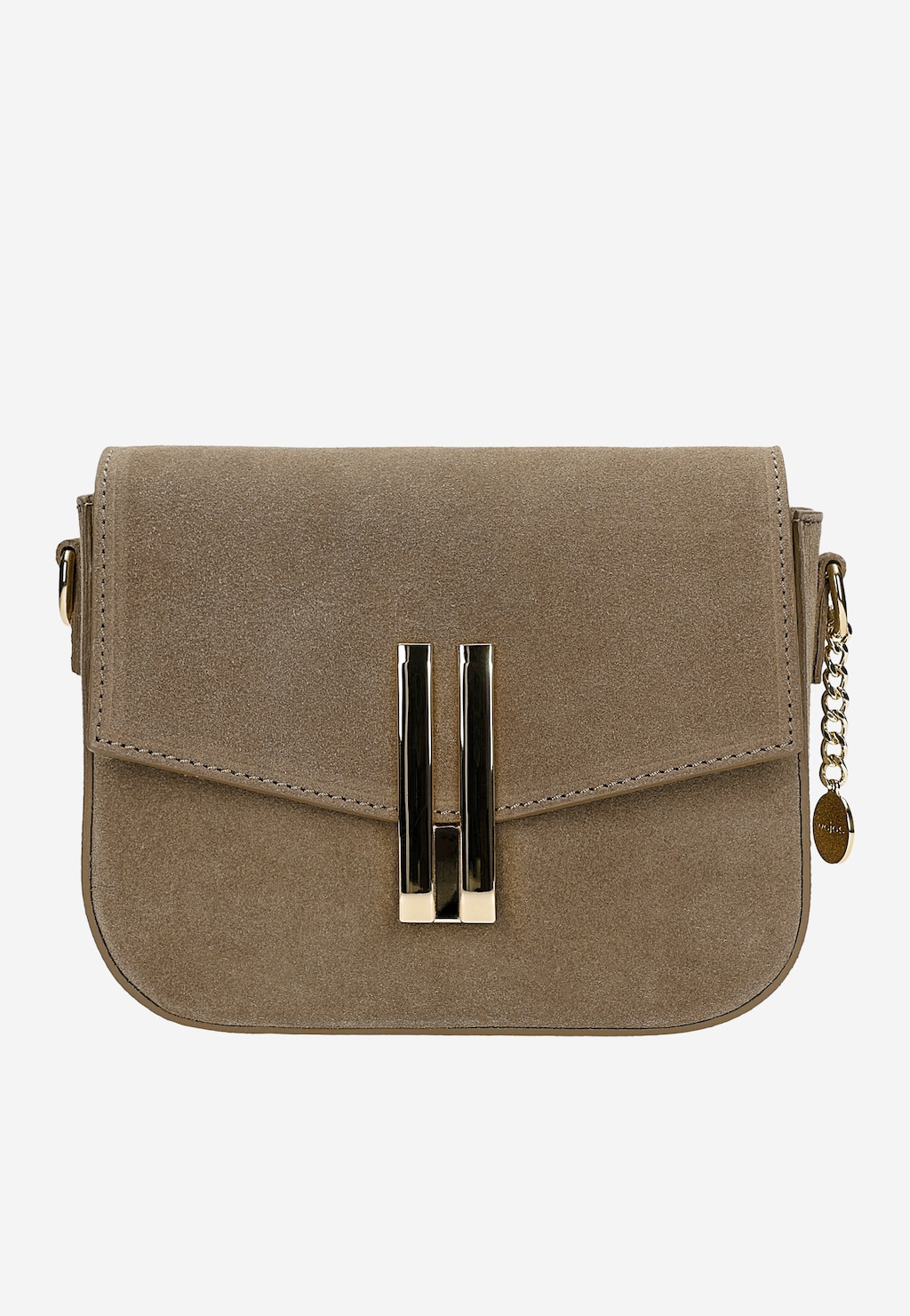 Beżowa torebka saddle bag z dwoiny ze złotymi elementami 80450-64 Widok 1