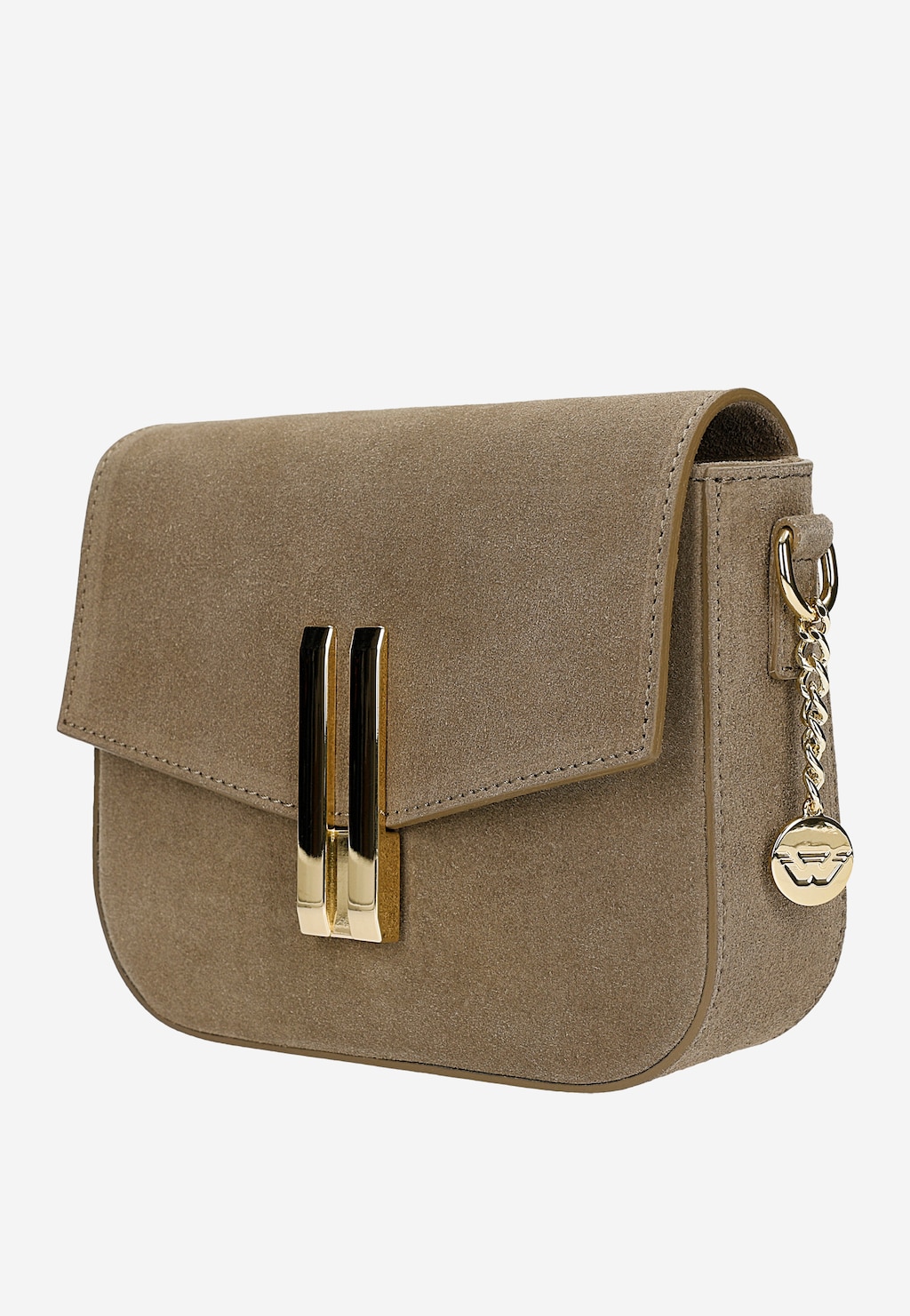 Beżowa torebka saddle bag z dwoiny ze złotymi elementami 80450-64 Widok 2