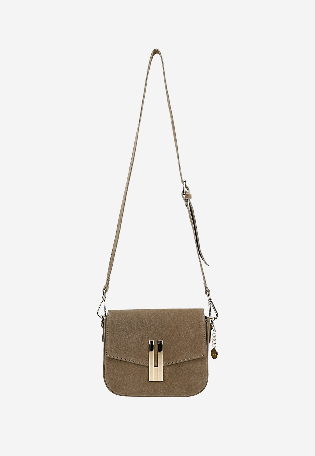 Beżowa torebka saddle bag z dwoiny ze złotymi elementami 80450-64 Widok 4