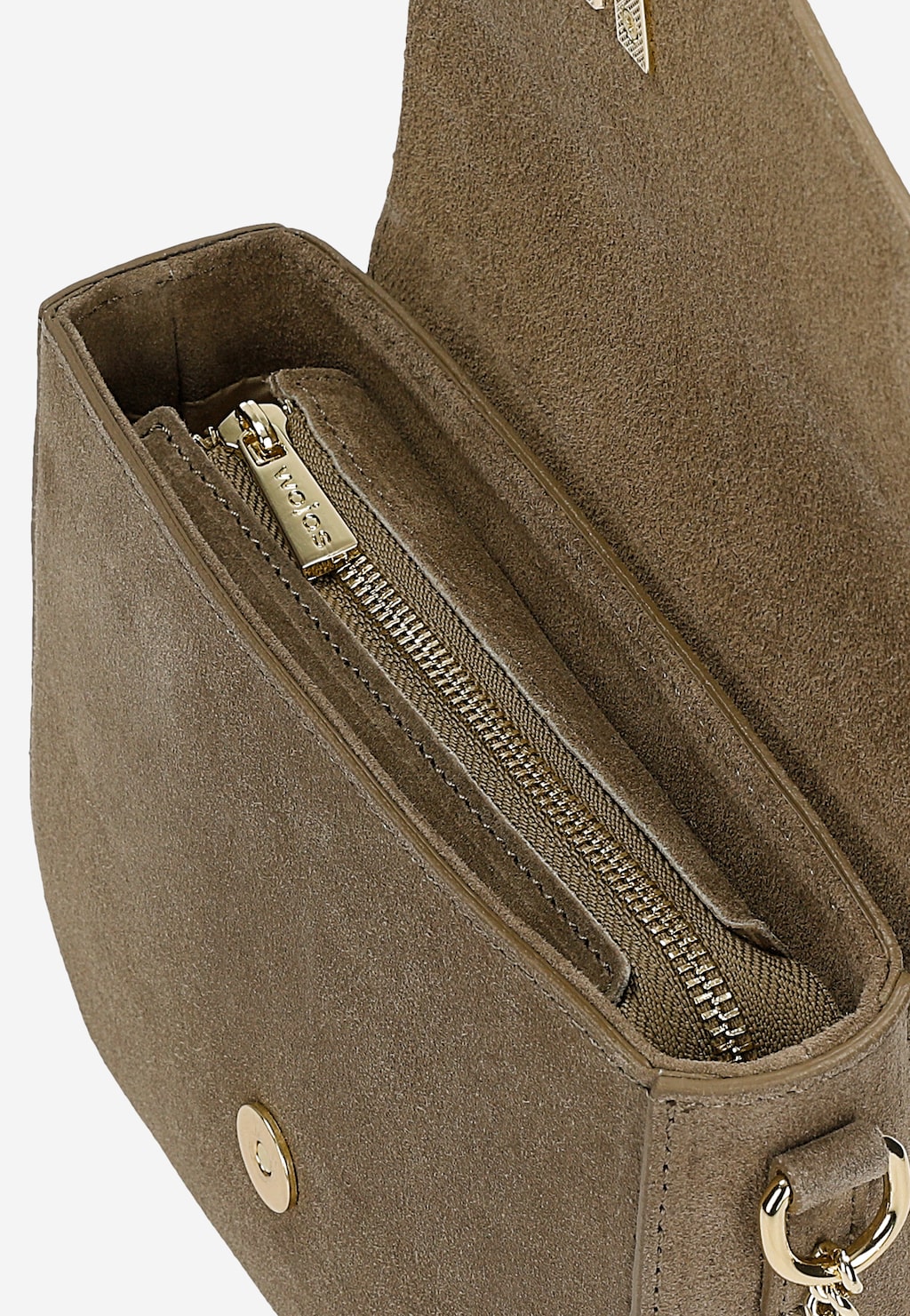 Beżowa torebka saddle bag z dwoiny ze złotymi elementami 80450-64 Widok 6