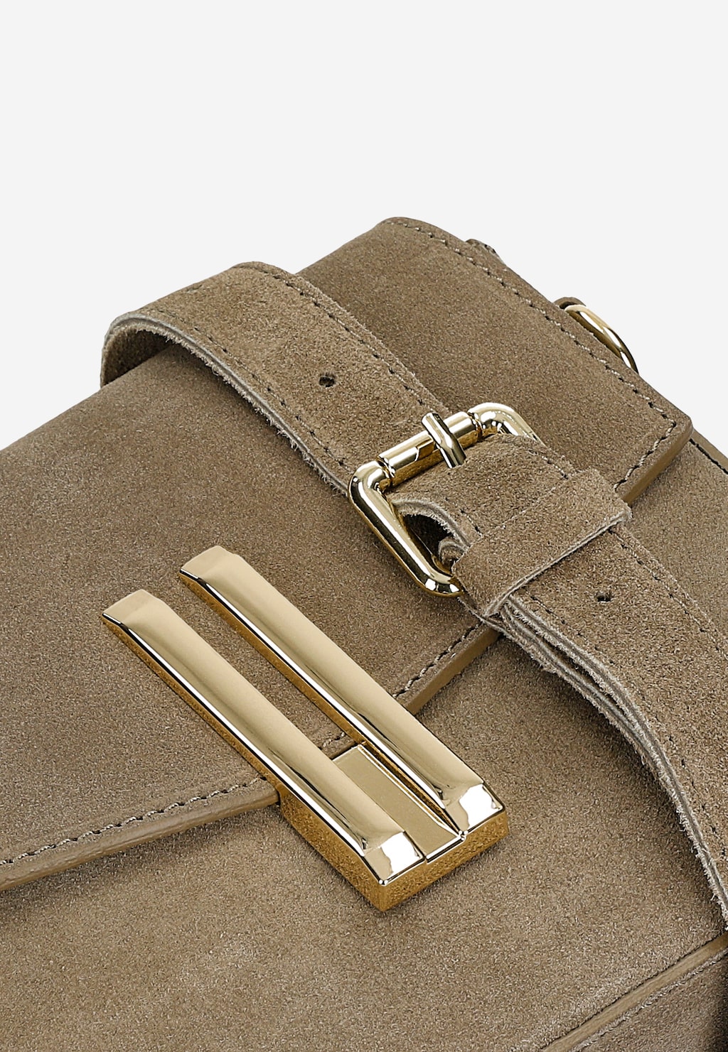 Beżowa torebka saddle bag z dwoiny ze złotymi elementami 80450-64 Widok 8