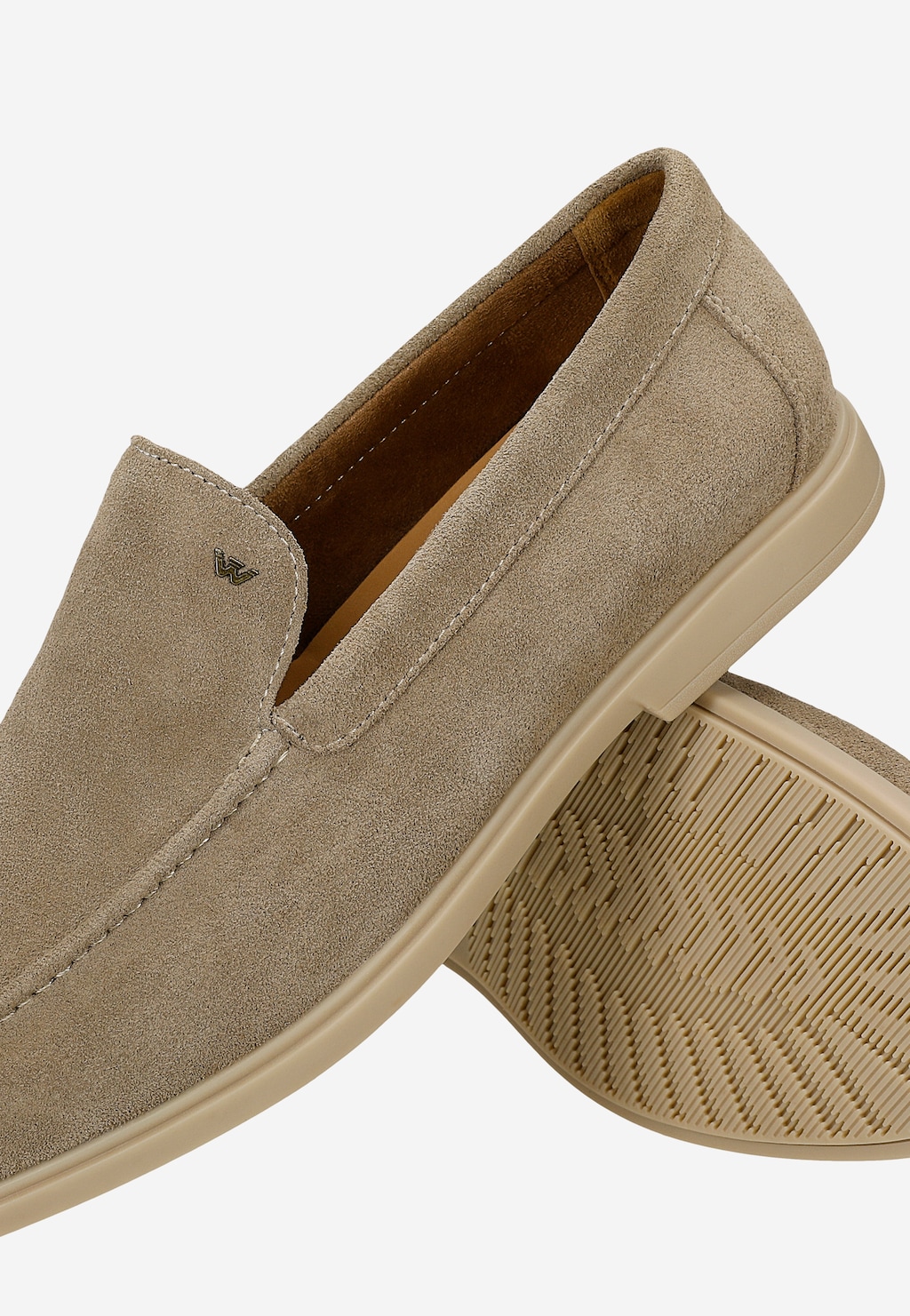 Beżowe mokasyny męskie z dwoiny 10309-64 Widok 6