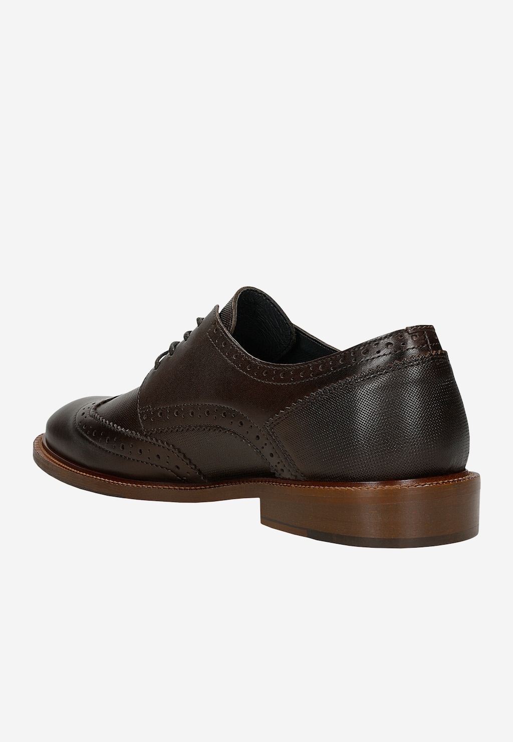 Ciemnobrązowe skórzane półbuty męskie z brogowaniem 10290-52 Widok 3