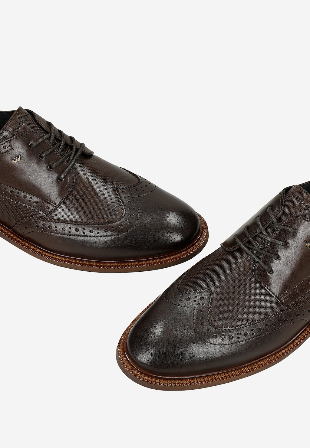 Ciemnobrązowe skórzane półbuty męskie z brogowaniem 10290-52 Widok 7