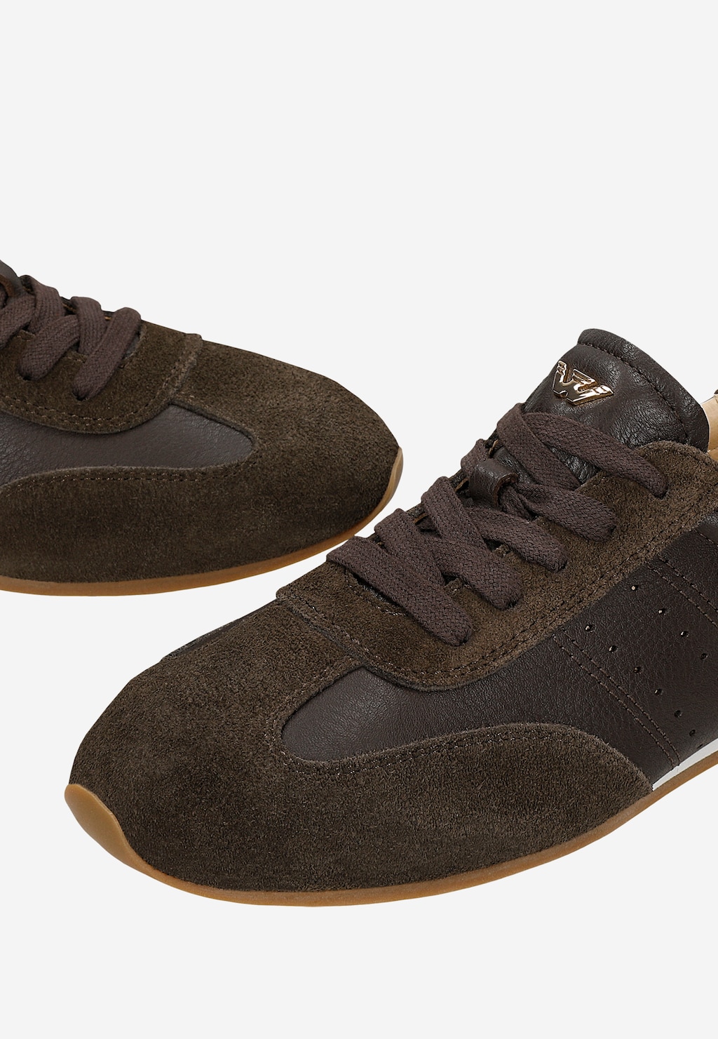 Ciemnobrązowe trampki damskie z łączonych skór 46386-72 Widok 6