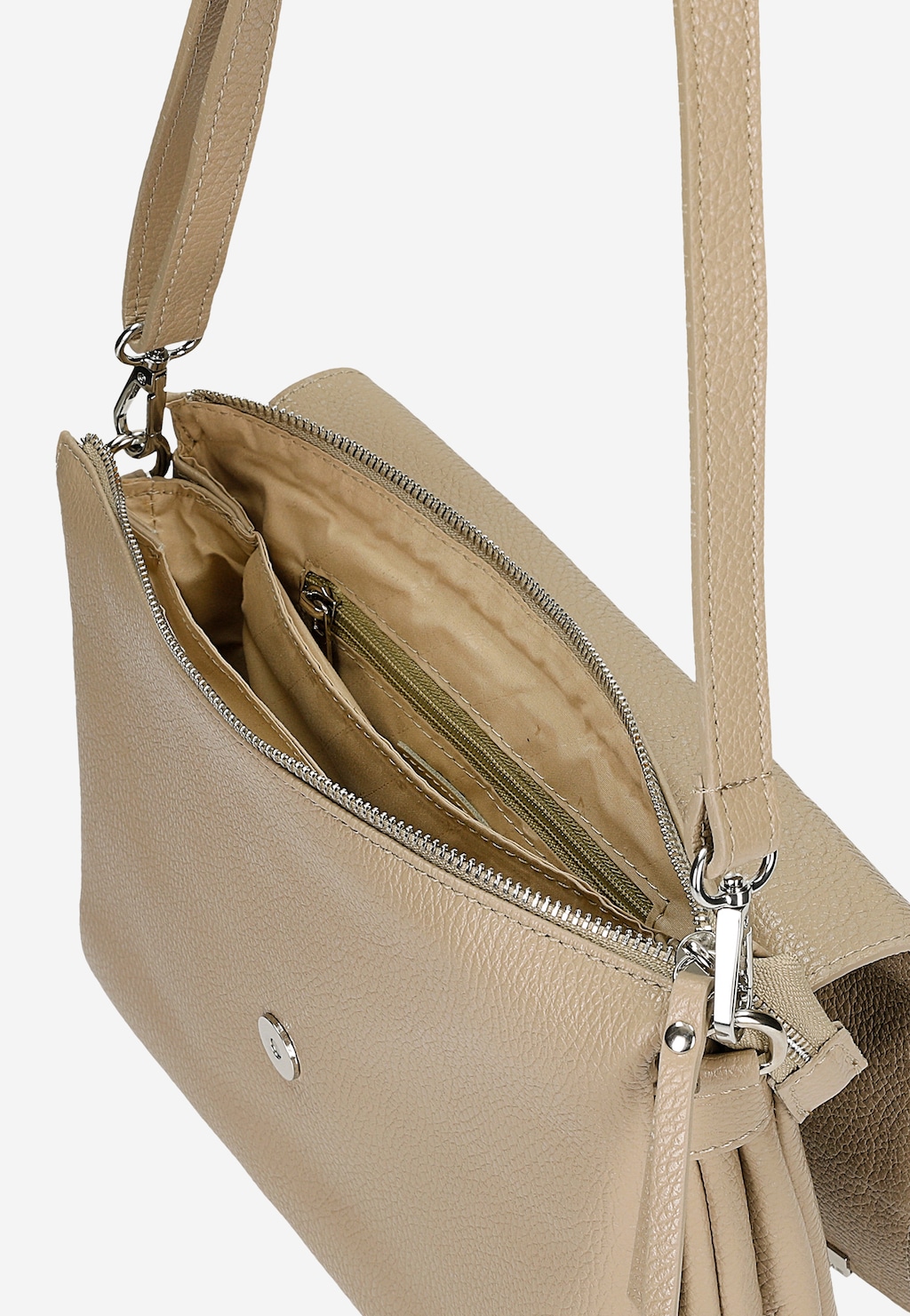 Beżowa torebka damska ze skóry licowej 80475-54 Widok 5
