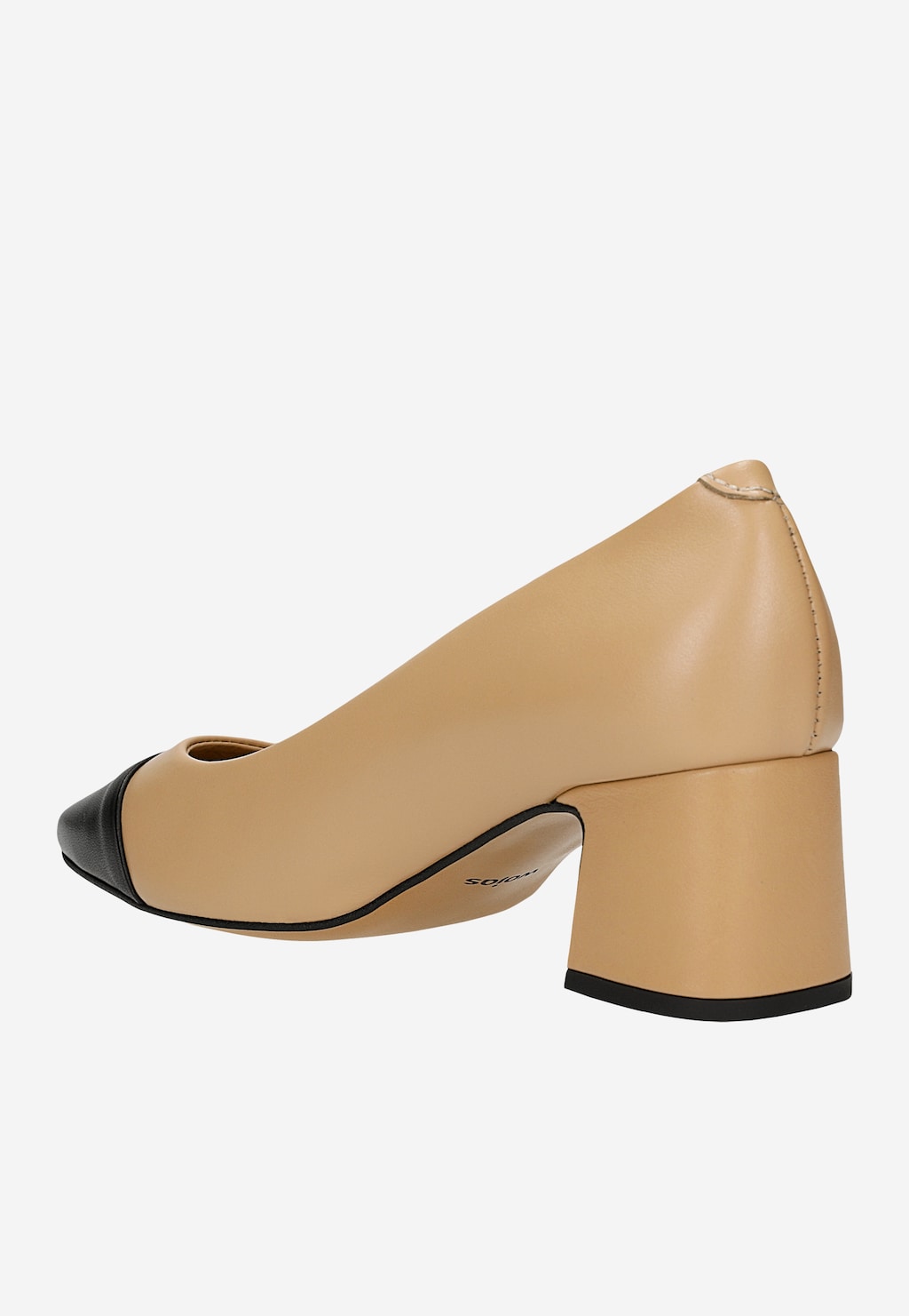 Beżowe czółenka skórzane z czarnym noskiem 35189-54 Widok 2