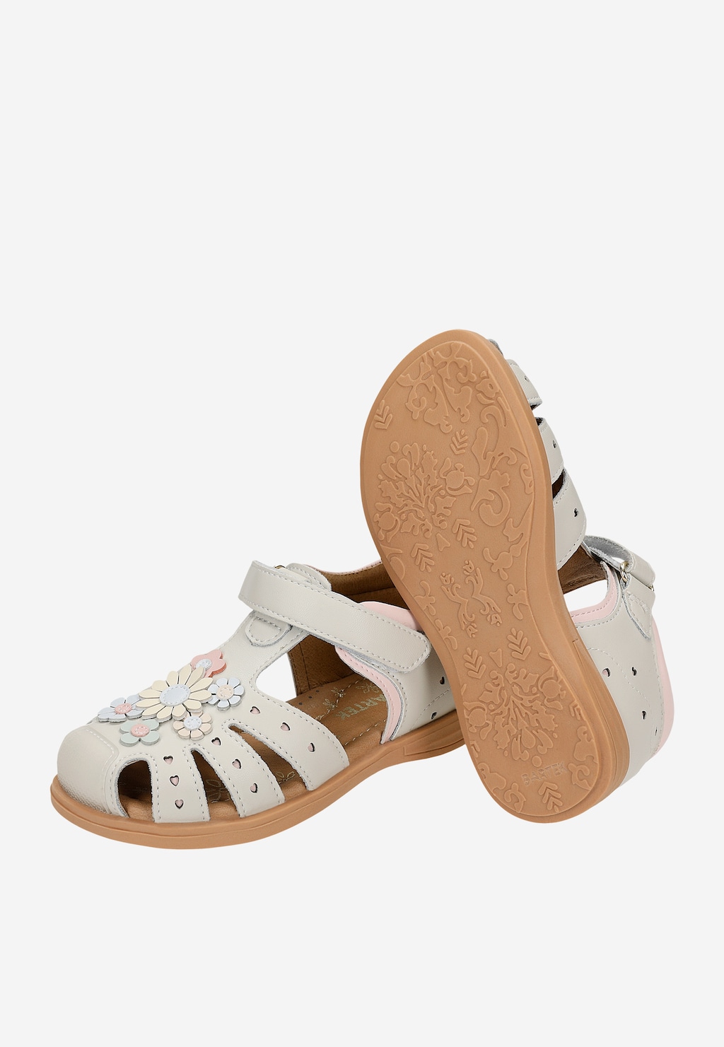 Beżowo-różowe sandały dziewczęce z motywem kwiatowym BARTEK 84417-54 Widok 7
