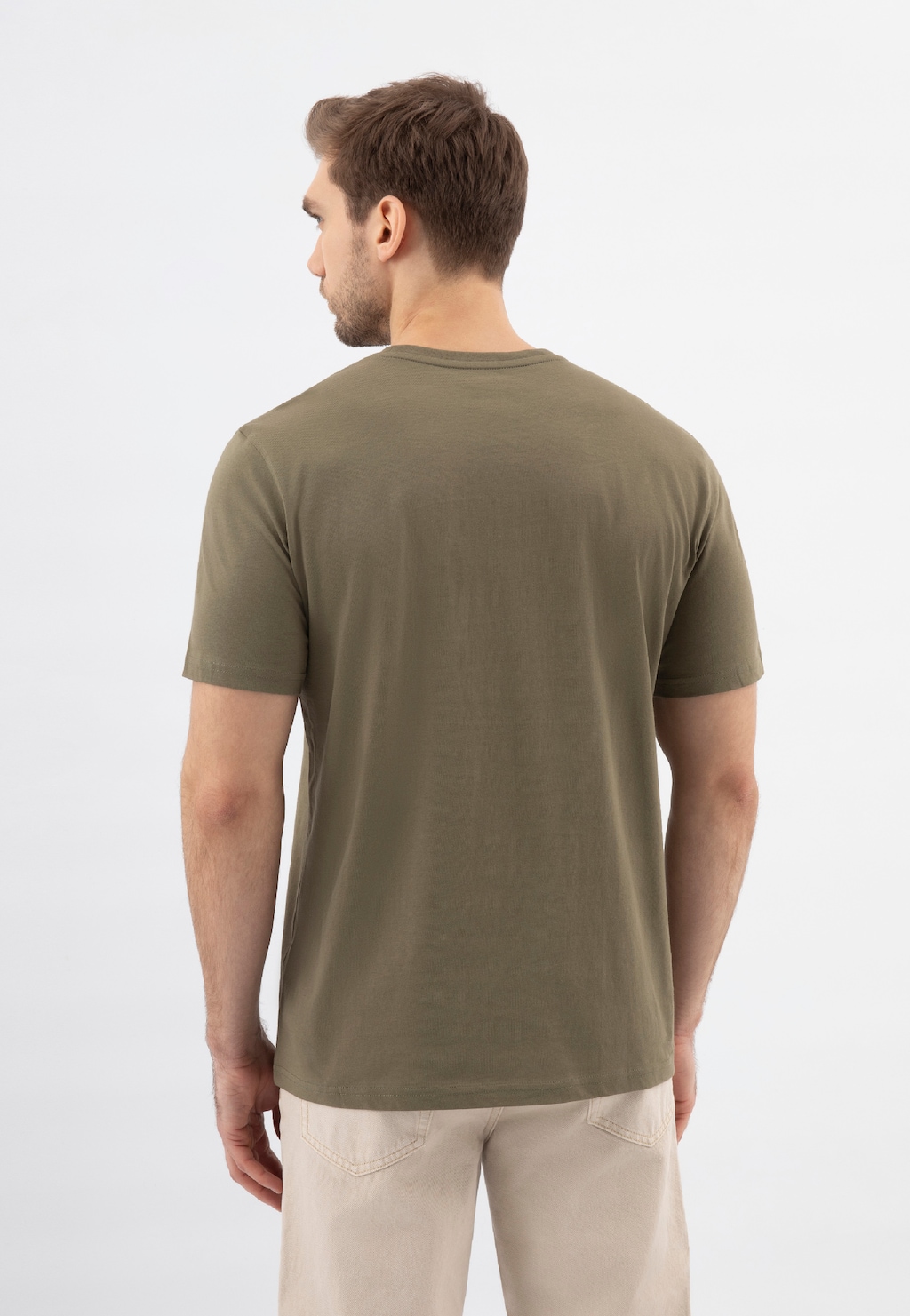 Koszulka męska z okrągłym dekoltem khaki R93001-47 Widok 3