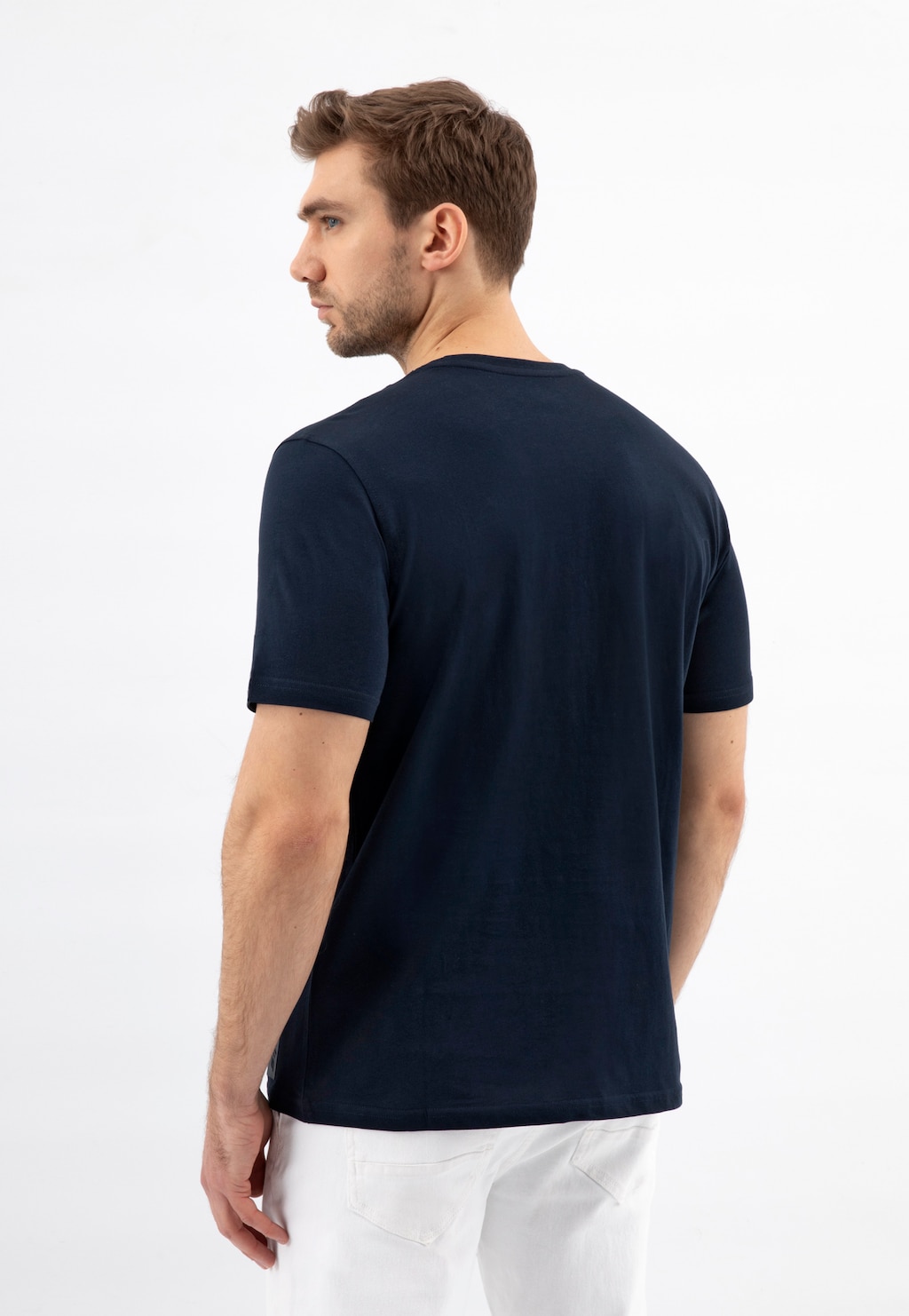 Granatowa koszulka męska bawełniana RELAKS R93001-46 Widok 2