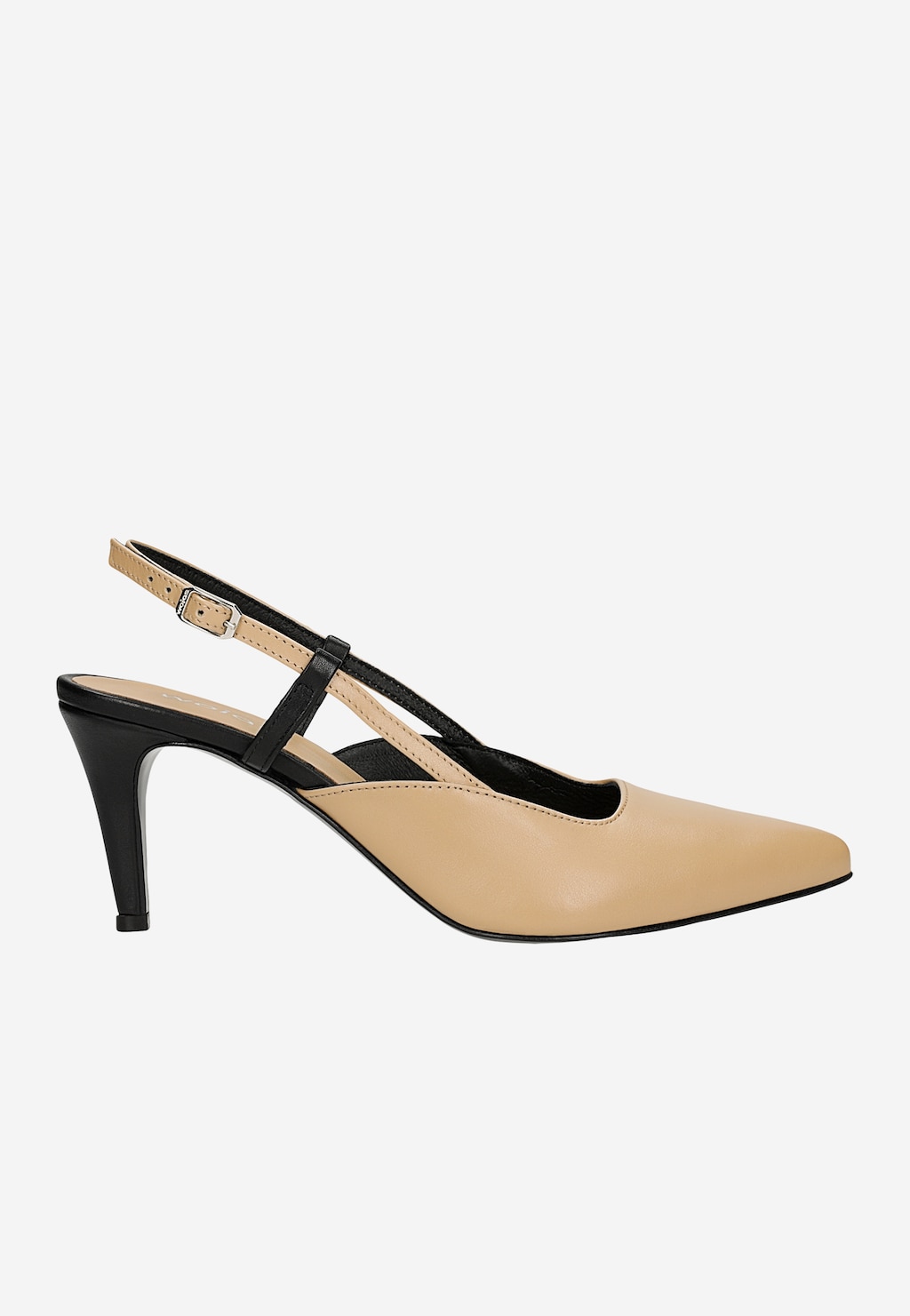 Beżowo-czarne czółenka damskie z odkrytą piętą 35192-54 Widok 1